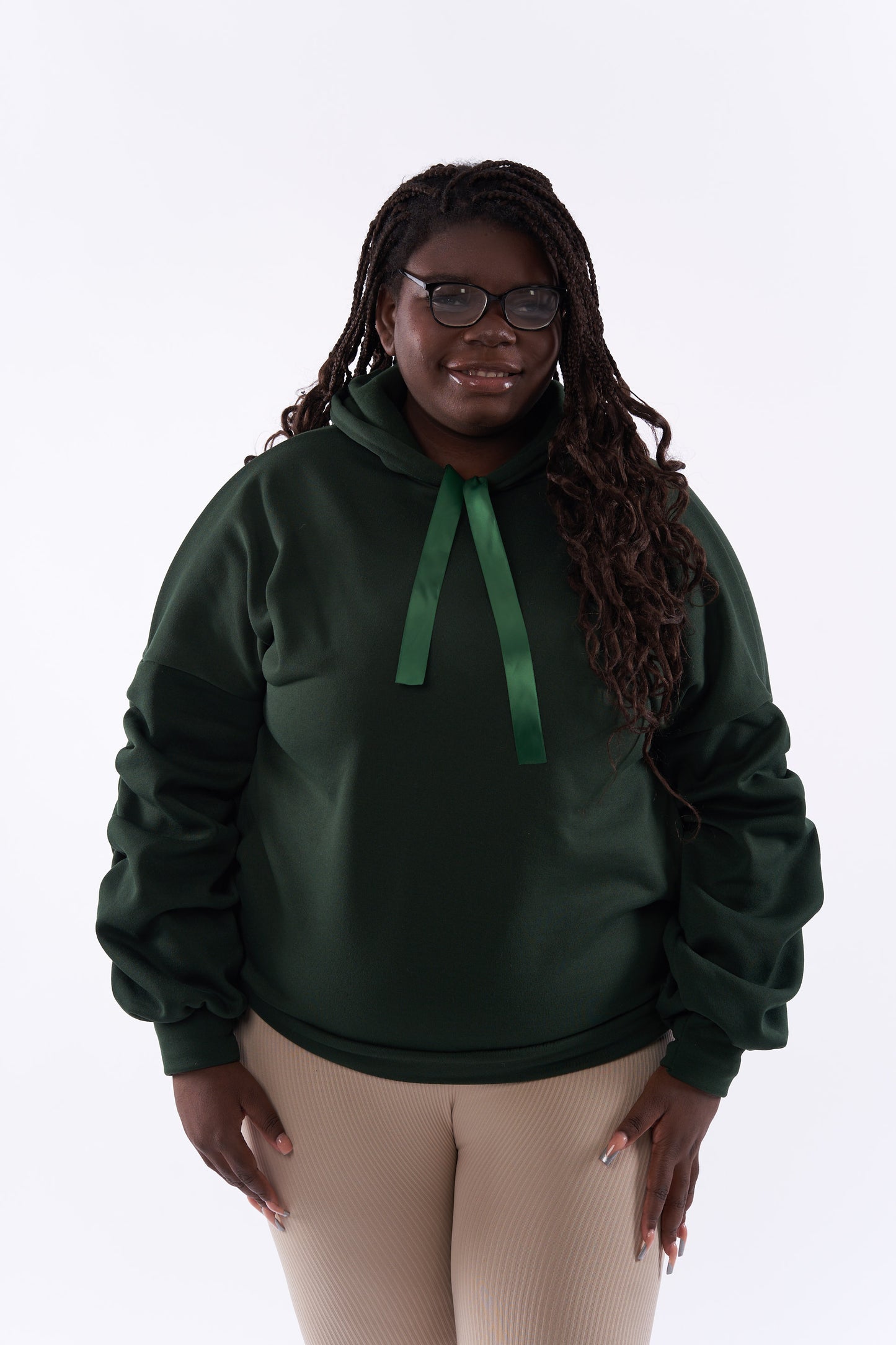 Plus size Ruby ruched ribbon drawstring hoodies