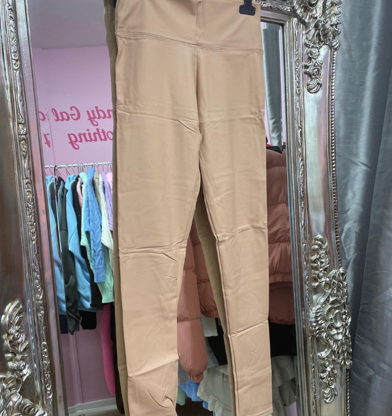 Leather look high waisted leggings