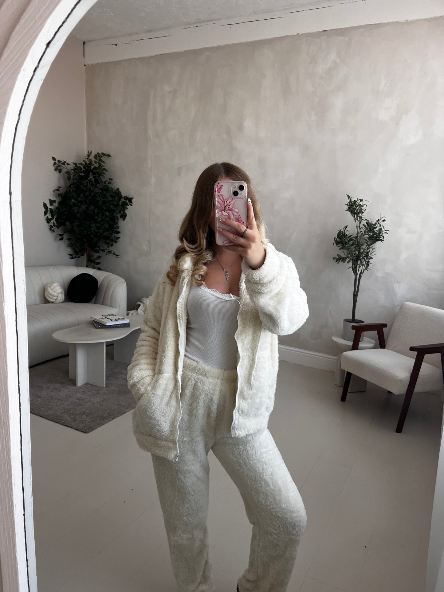 Fleece lined zip up hoodie & trouser loungewear set