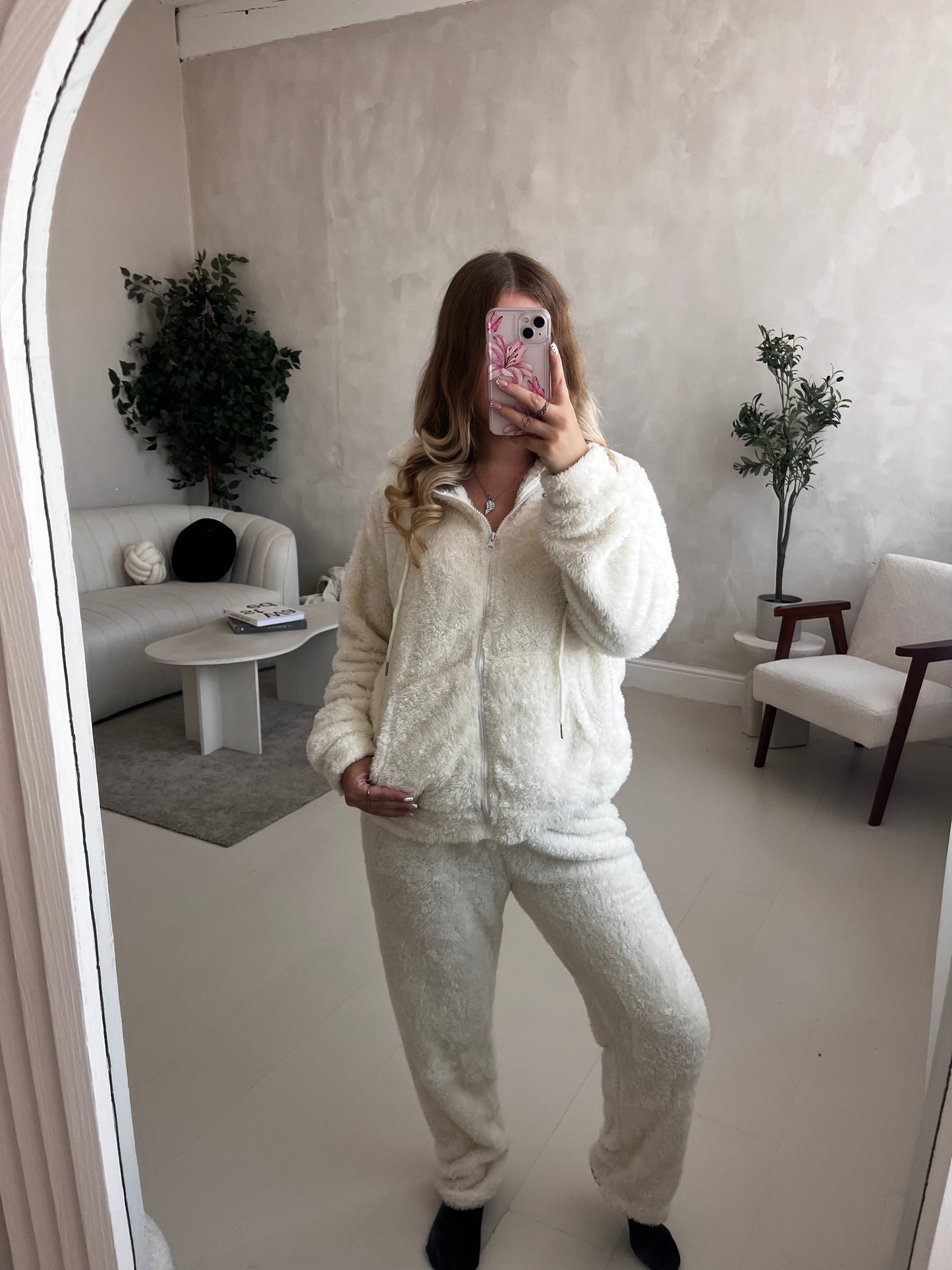 Fleece lined zip up hoodie & trouser loungewear set