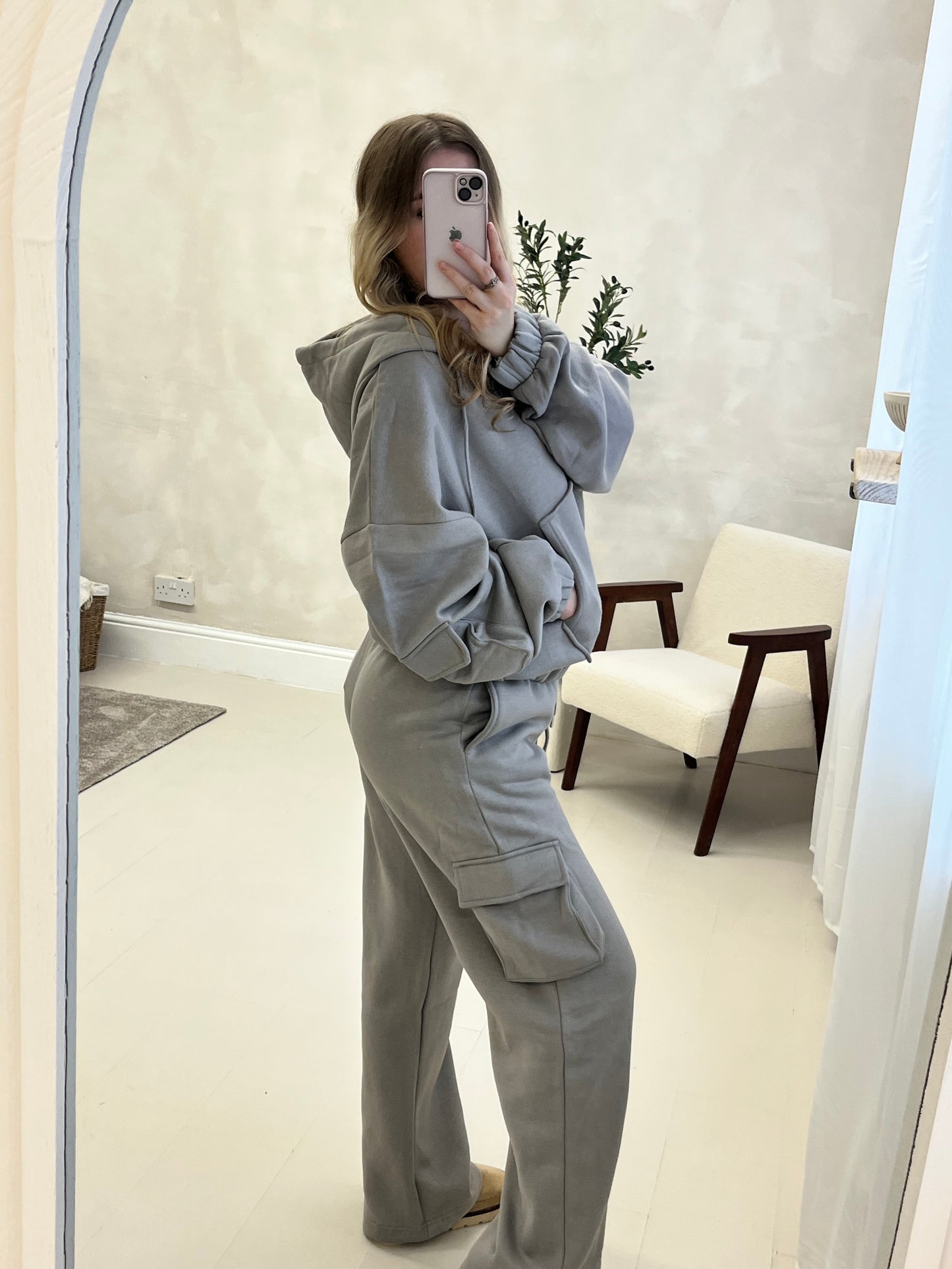 Zip up cargo style hoodie and adjustable jogger set