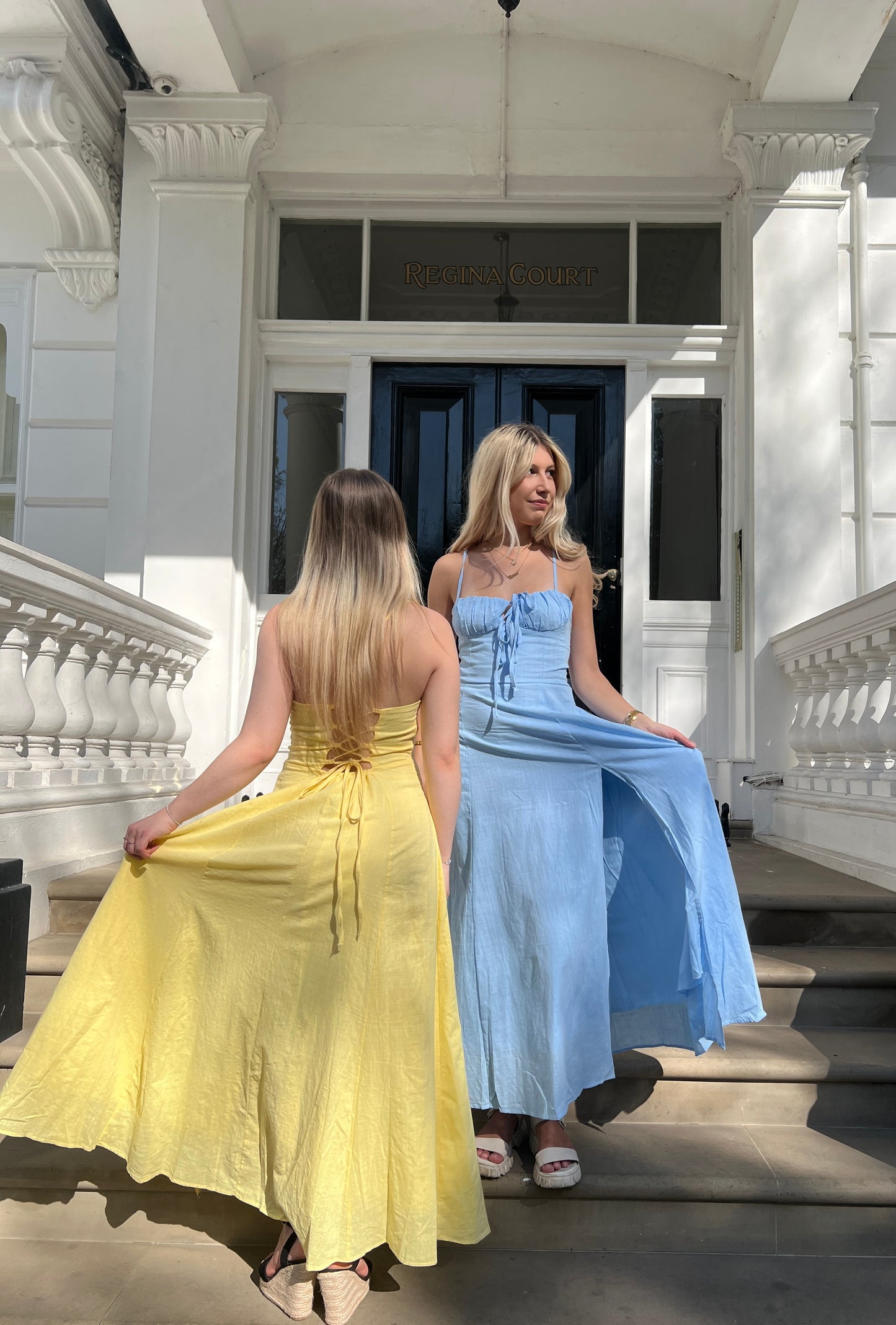Milk maid tie up maxi dress with side slit