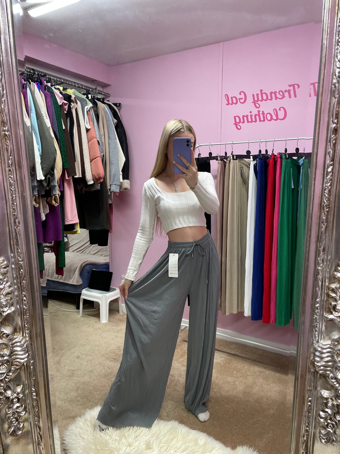 Wide leg cuttable elasticated trousers