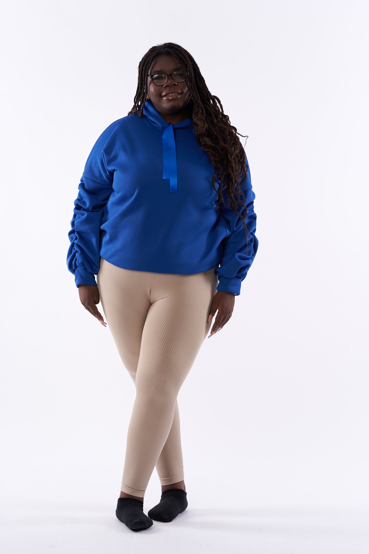 Plus size Ruby ruched ribbon drawstring hoodies