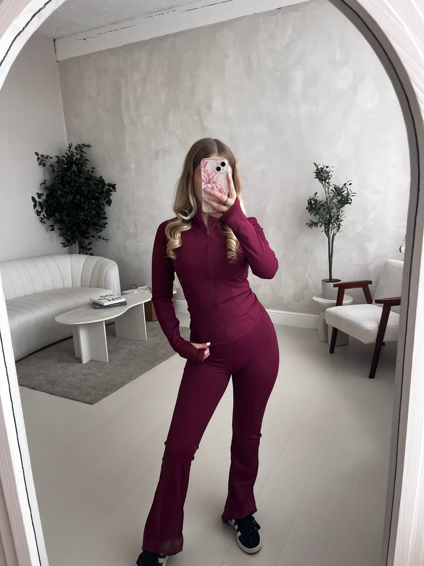 Zip up jacket & scrunch bum flare set