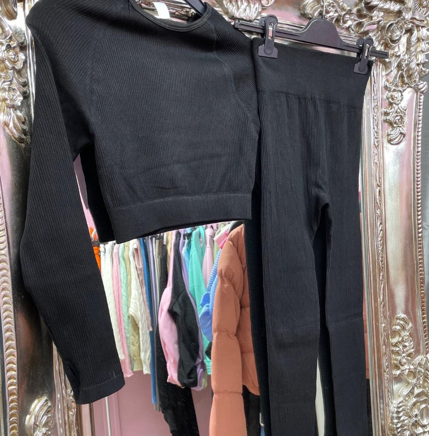 Leah long sleeved ribbed top and leggings set