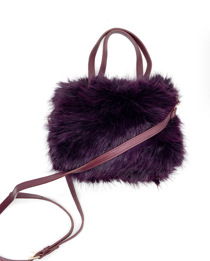 Fluffy bag with handles and long strap