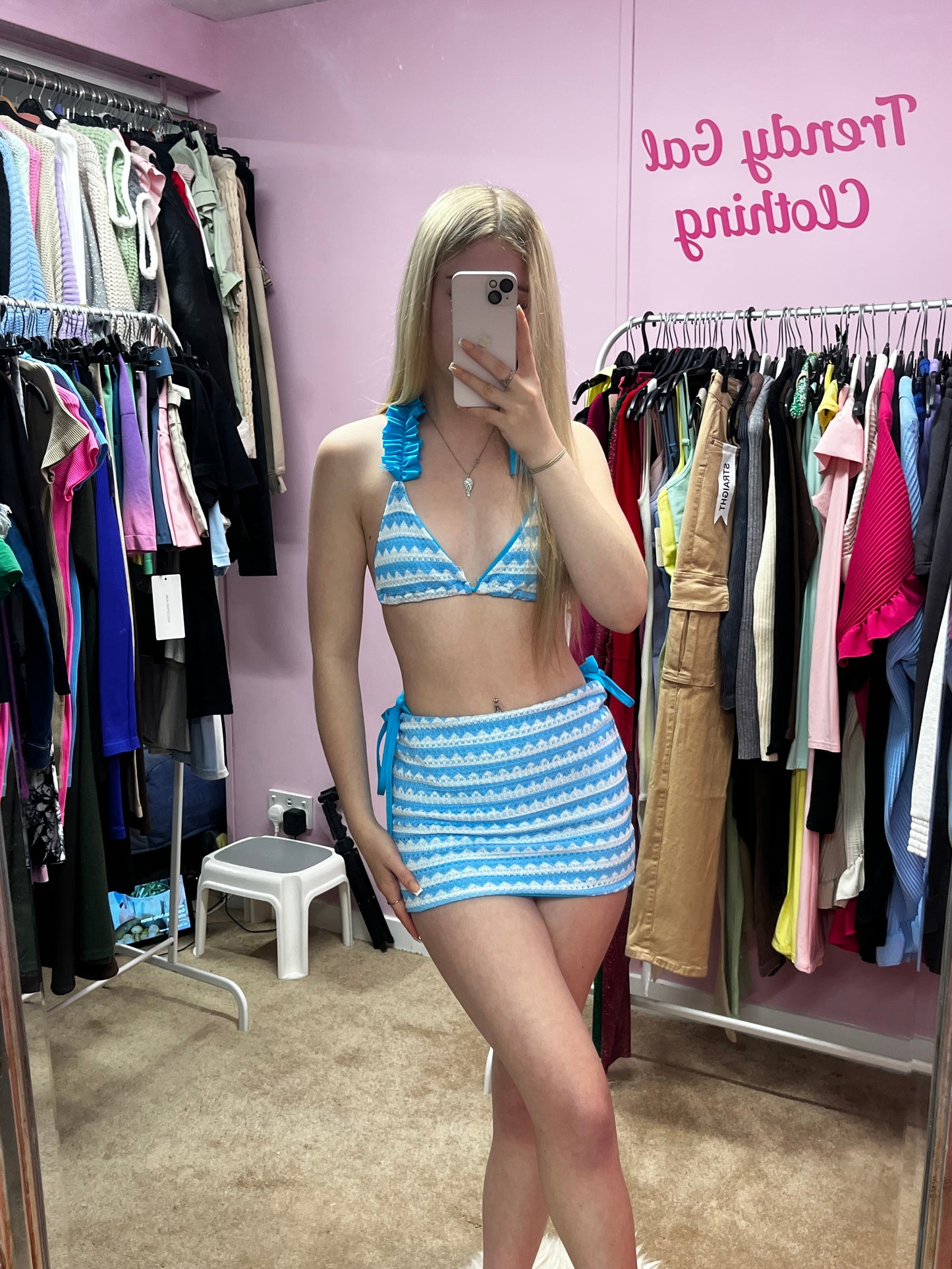 Zig zag striped bikini set