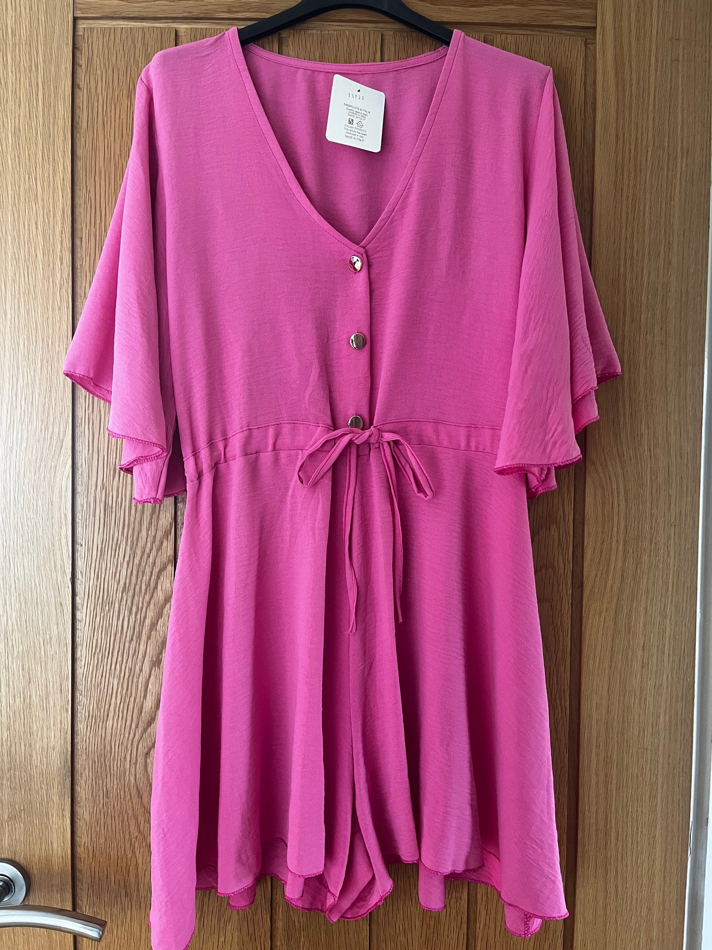 Three button detail elasticated pull in playsuits