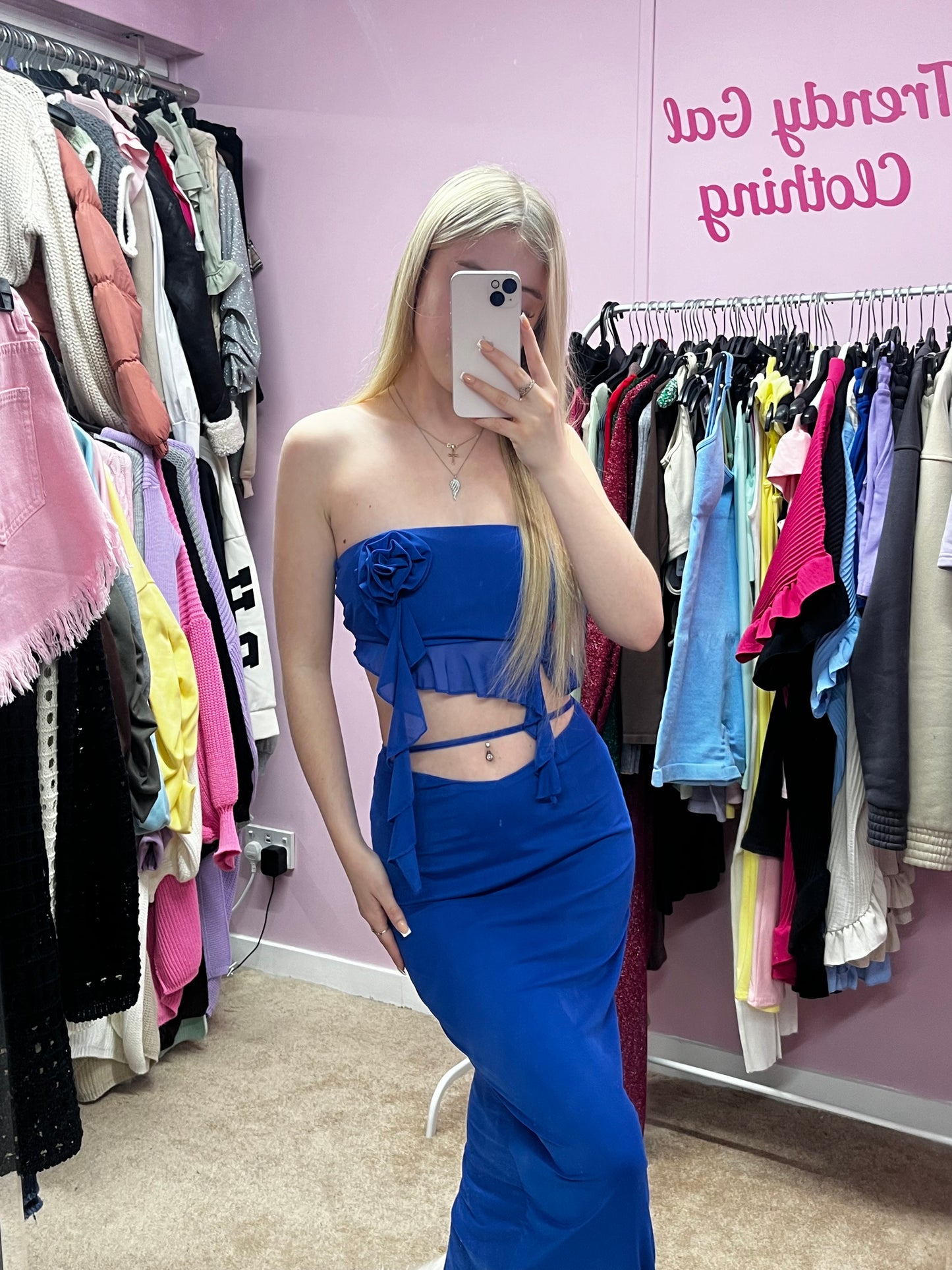 Rosette bandeau top and maxi skirt set