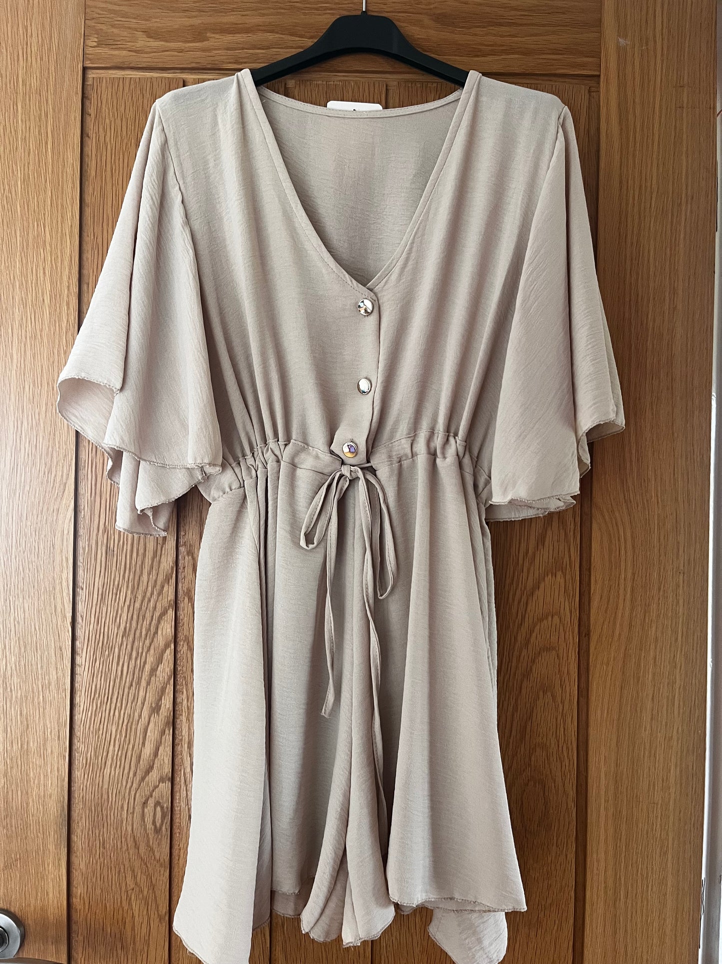 Three button detail elasticated pull in playsuits