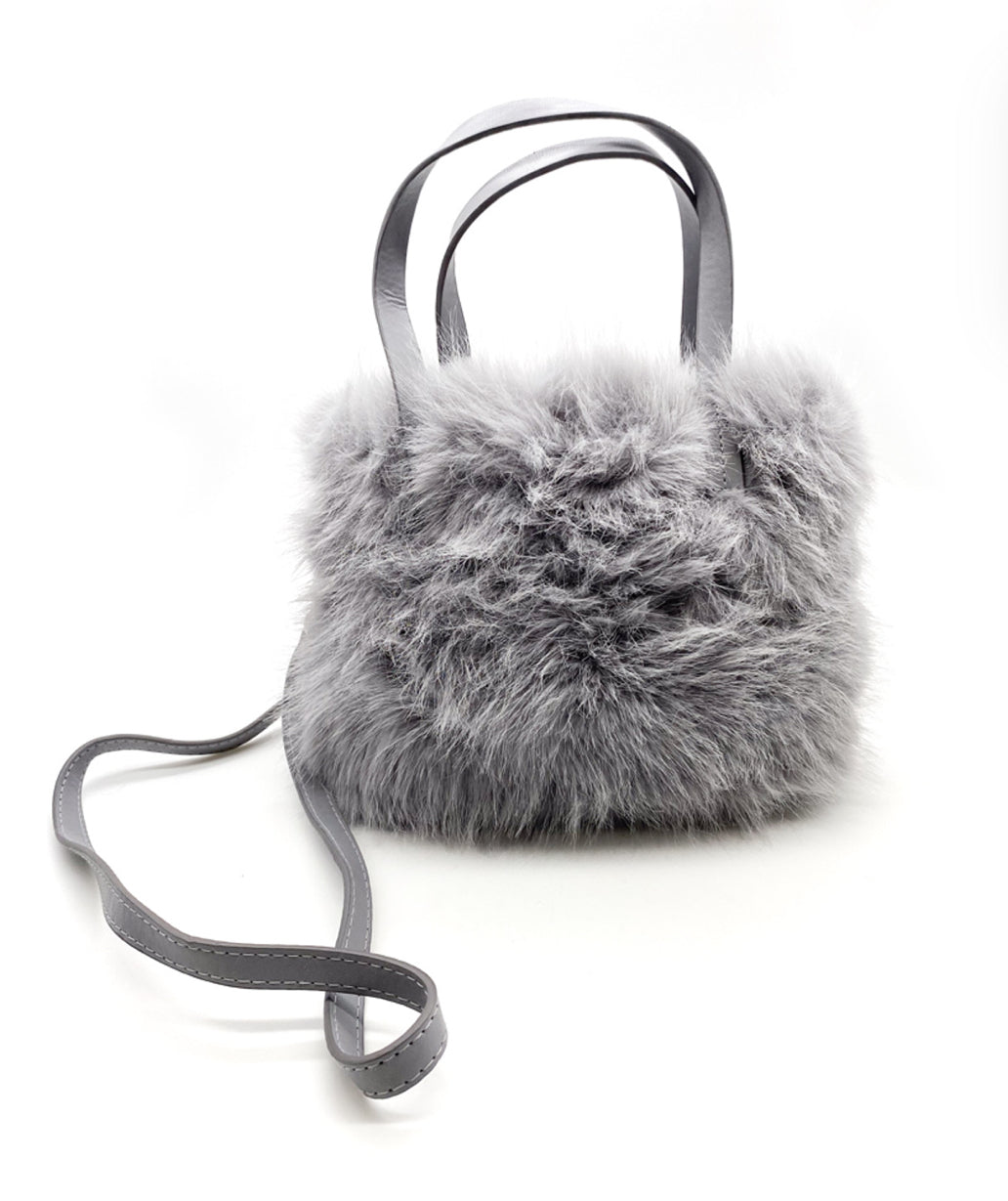Fluffy bag with handles and long strap