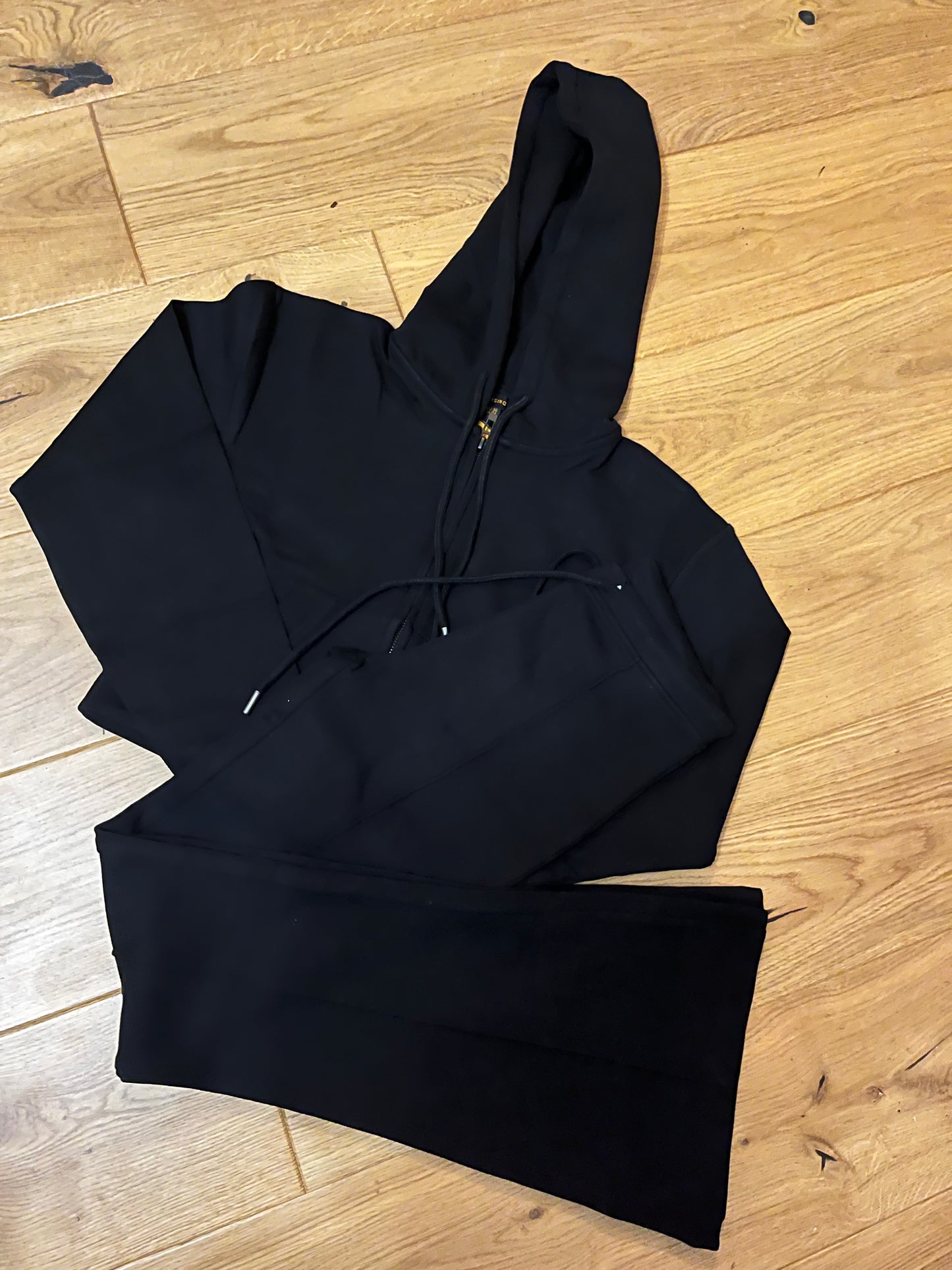 Cropped hoodie and high waisted scuba flare set