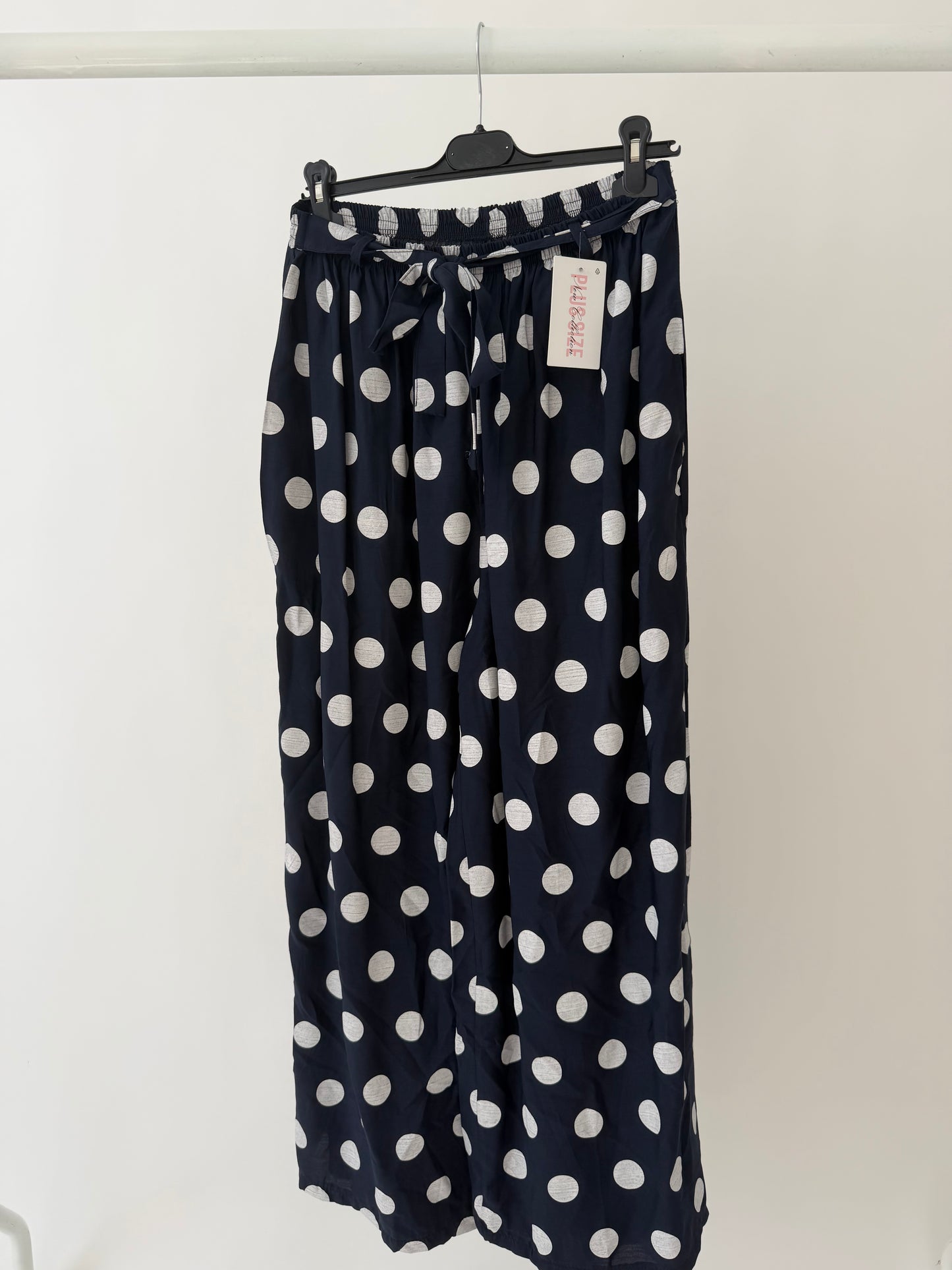 Polka dot wide leg trousers