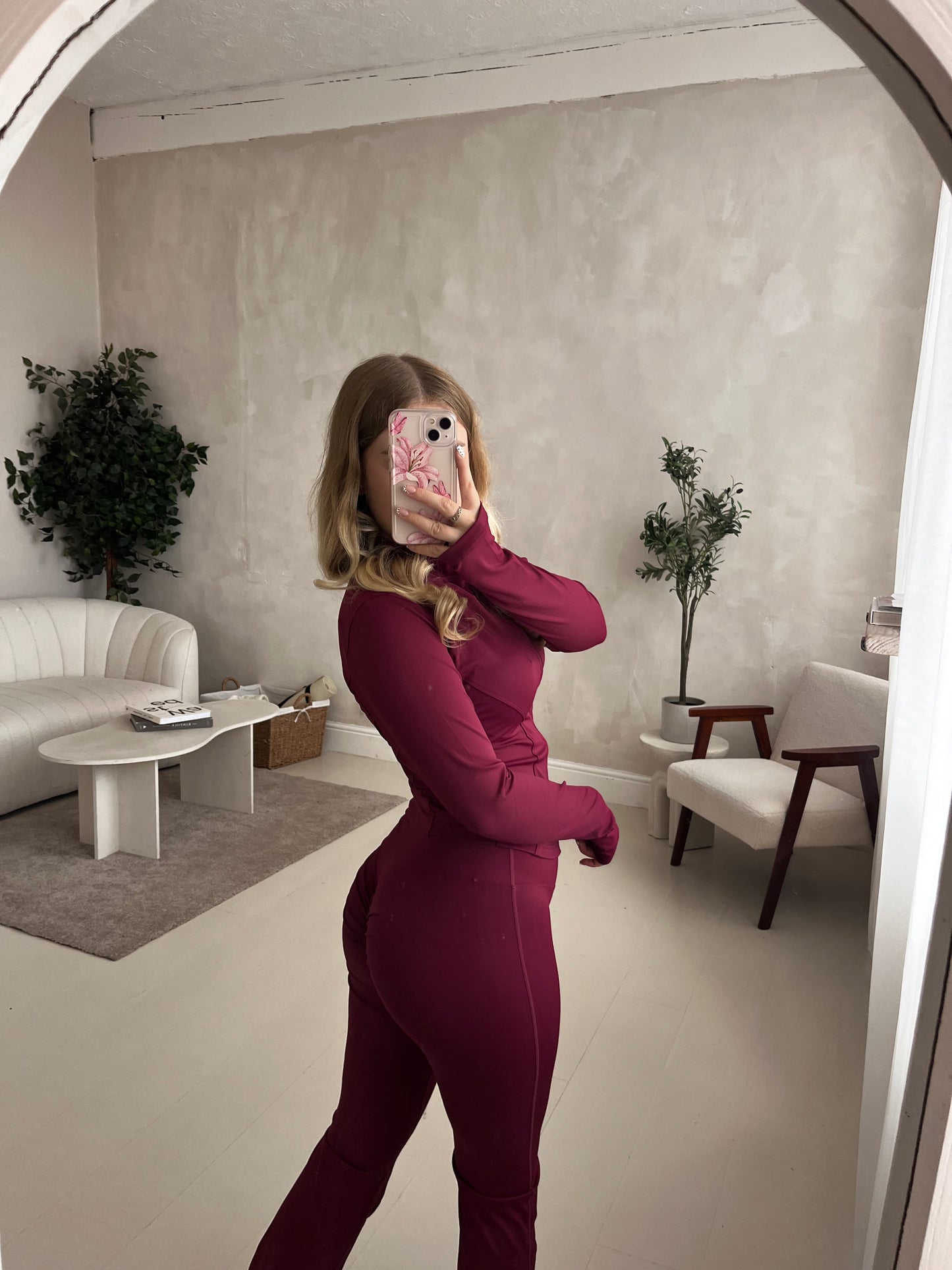 Zip up jacket & scrunch bum flare set