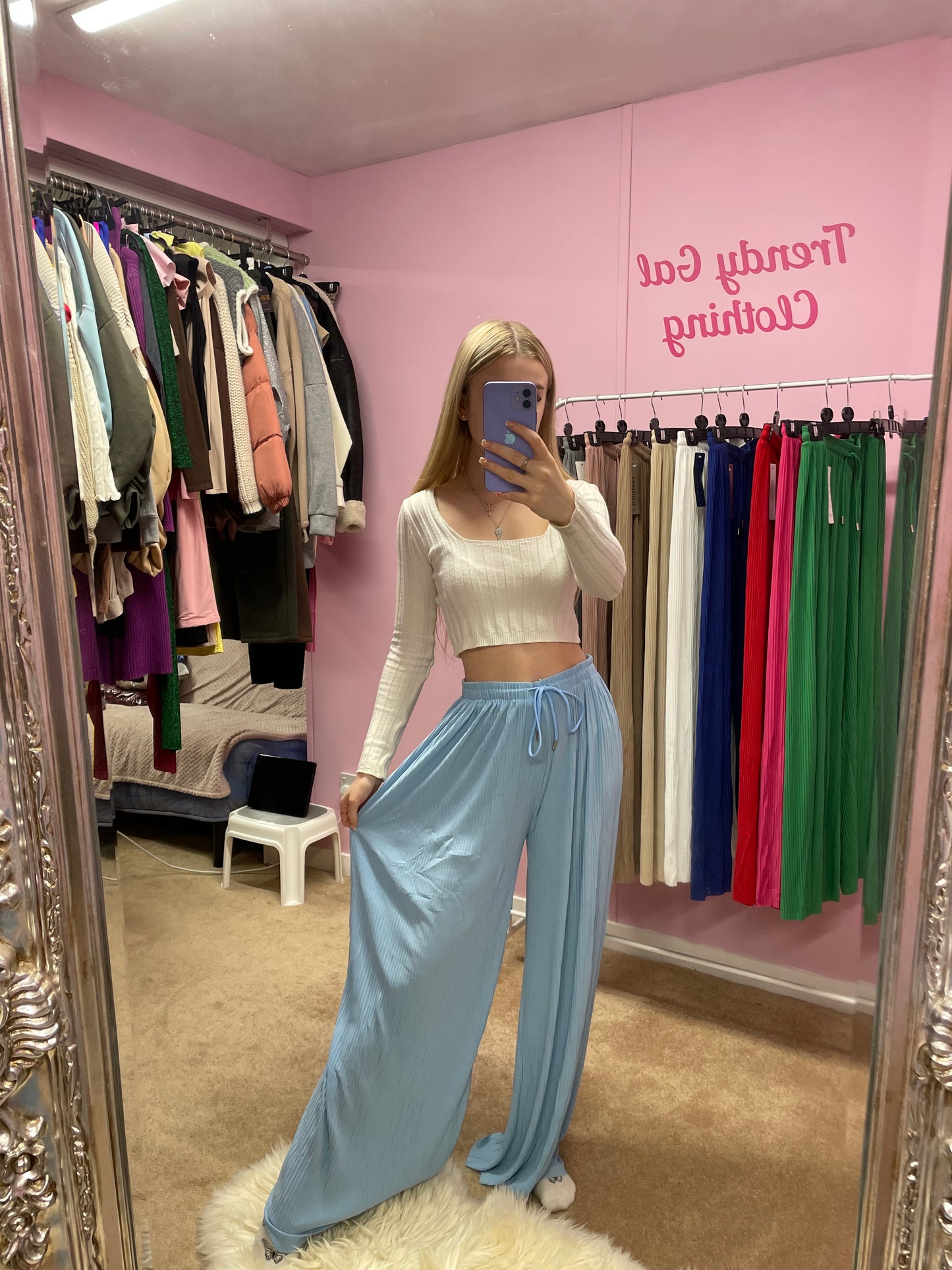 Wide leg cuttable elasticated trousers