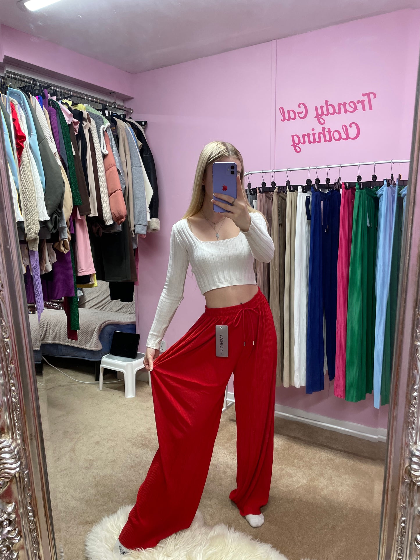 Wide leg cuttable elasticated trousers