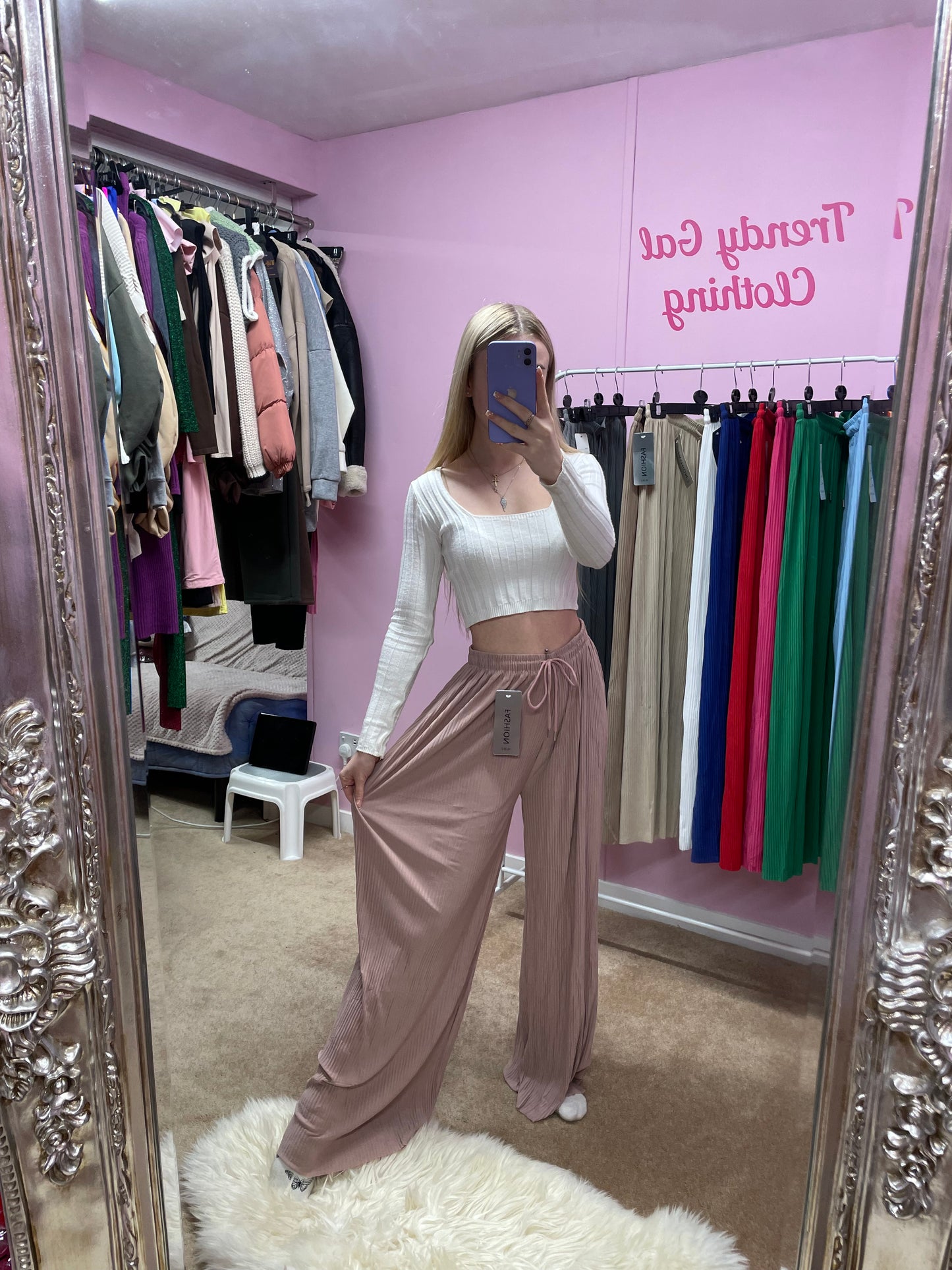 Wide leg cuttable elasticated trousers