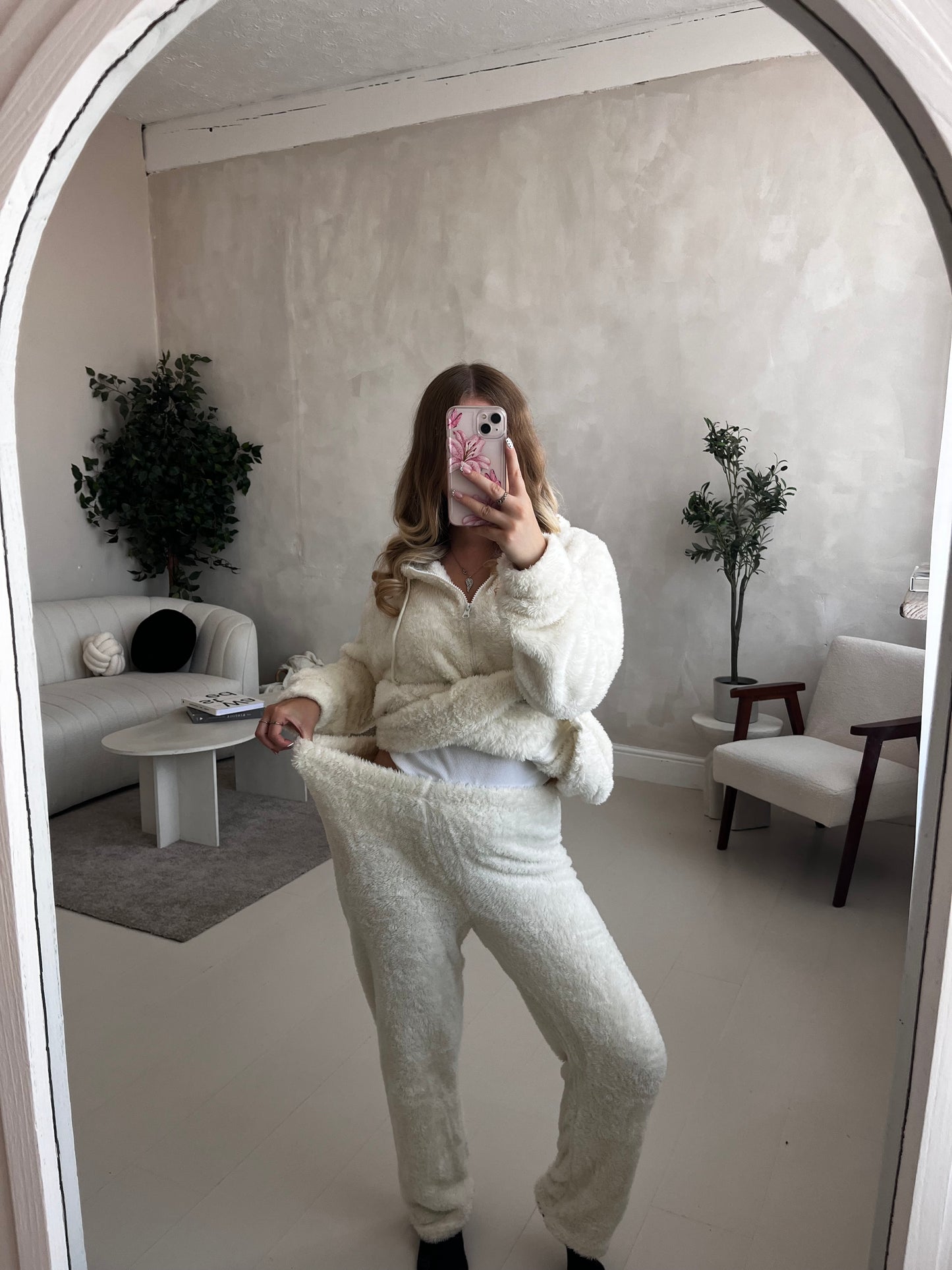 Fleece lined zip up hoodie & trouser loungewear set