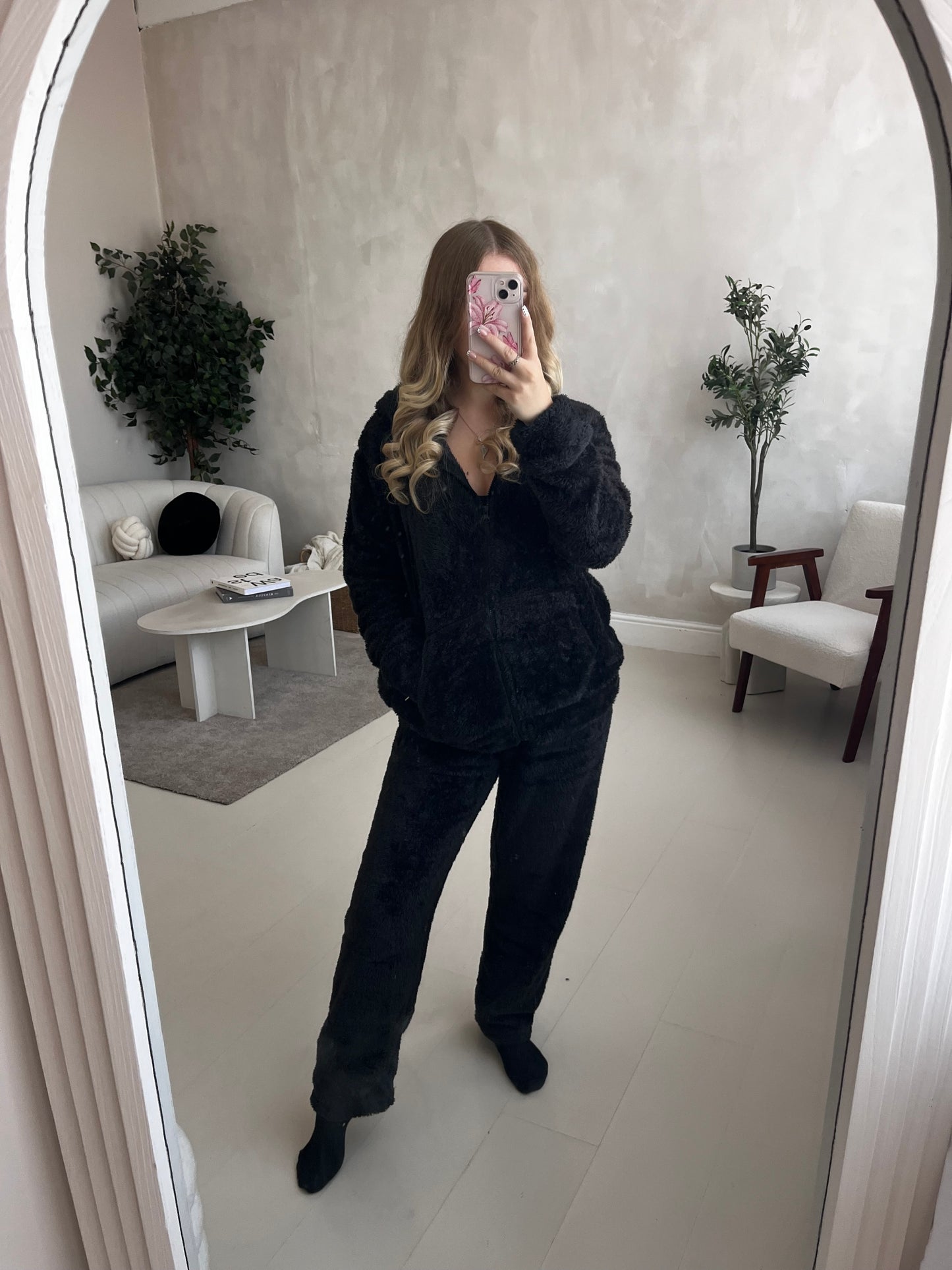 Fleece lined zip up hoodie & trouser loungewear set