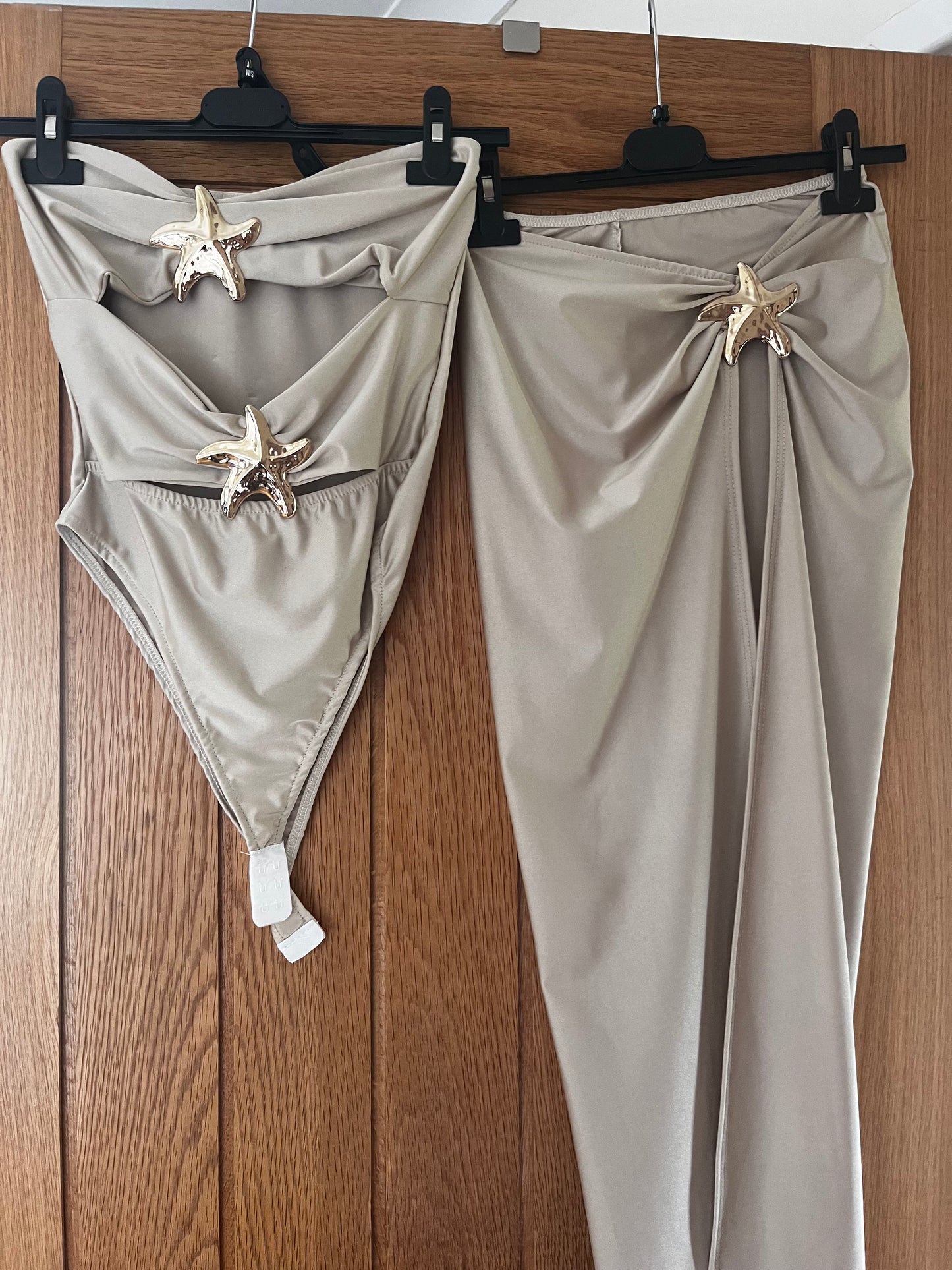 Slinky starfish cut out bandeau bodysuit and starfish split skirt set