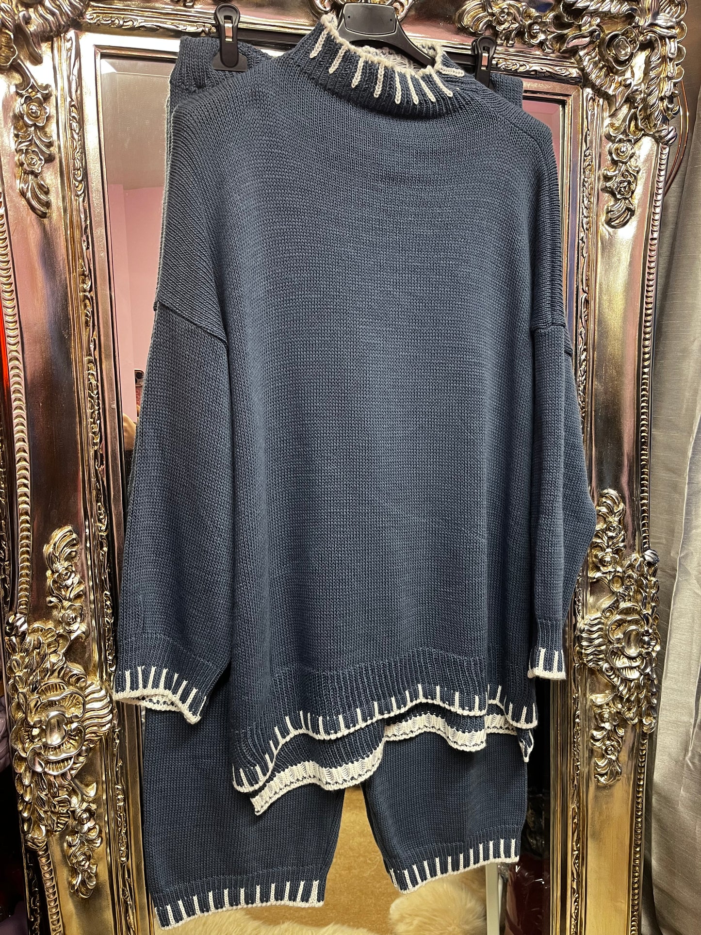 Plus size knitted jumper and trouser set