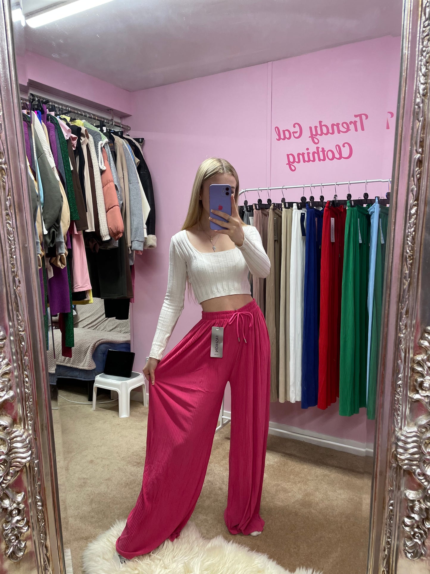 Wide leg cuttable elasticated trousers