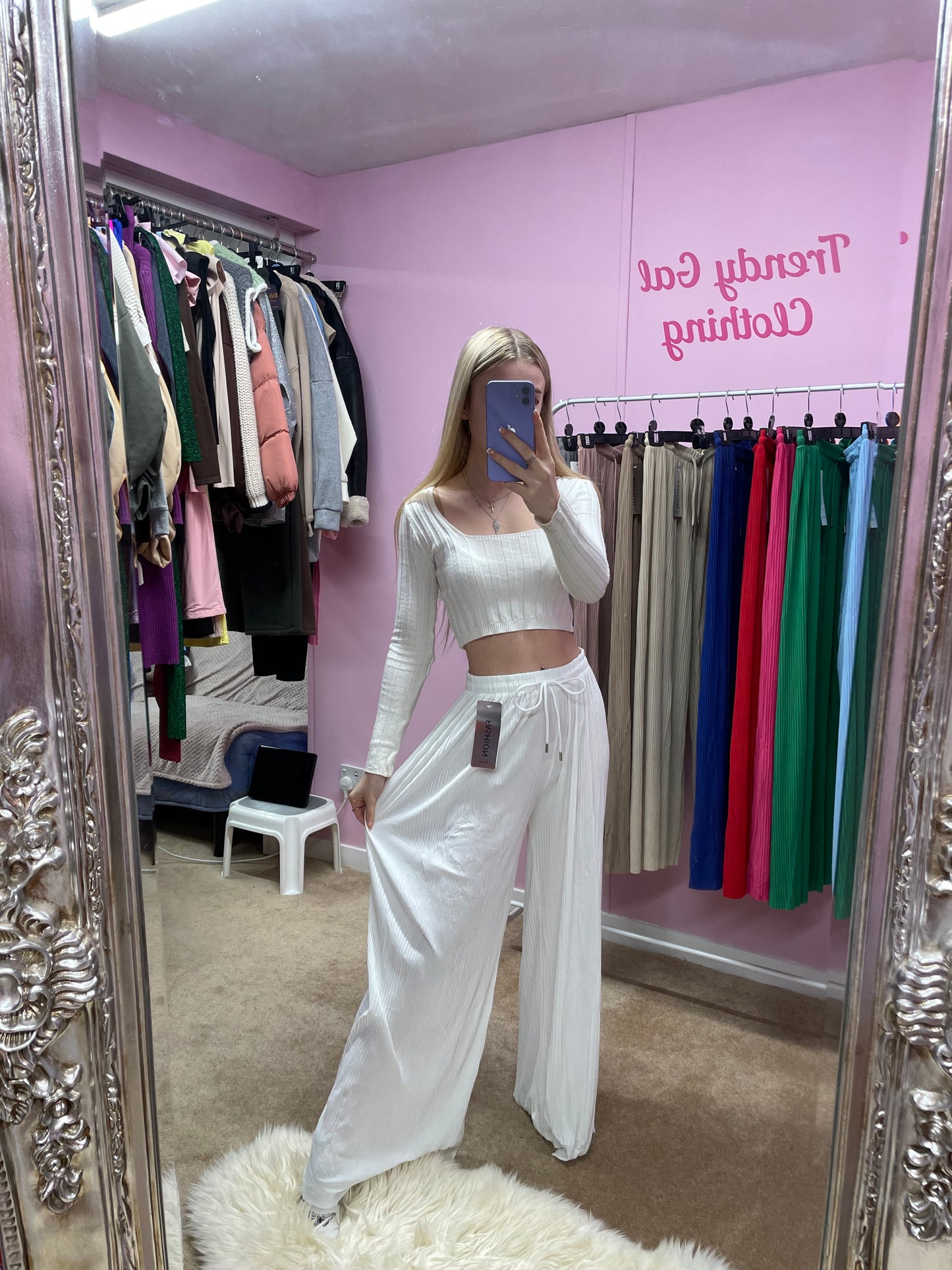 Wide leg cuttable elasticated trousers