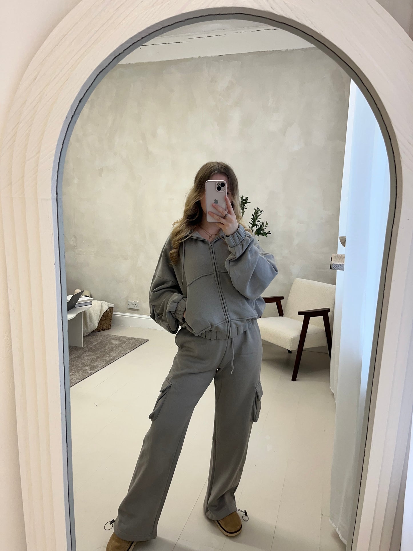 Zip up cargo style hoodie and adjustable jogger set