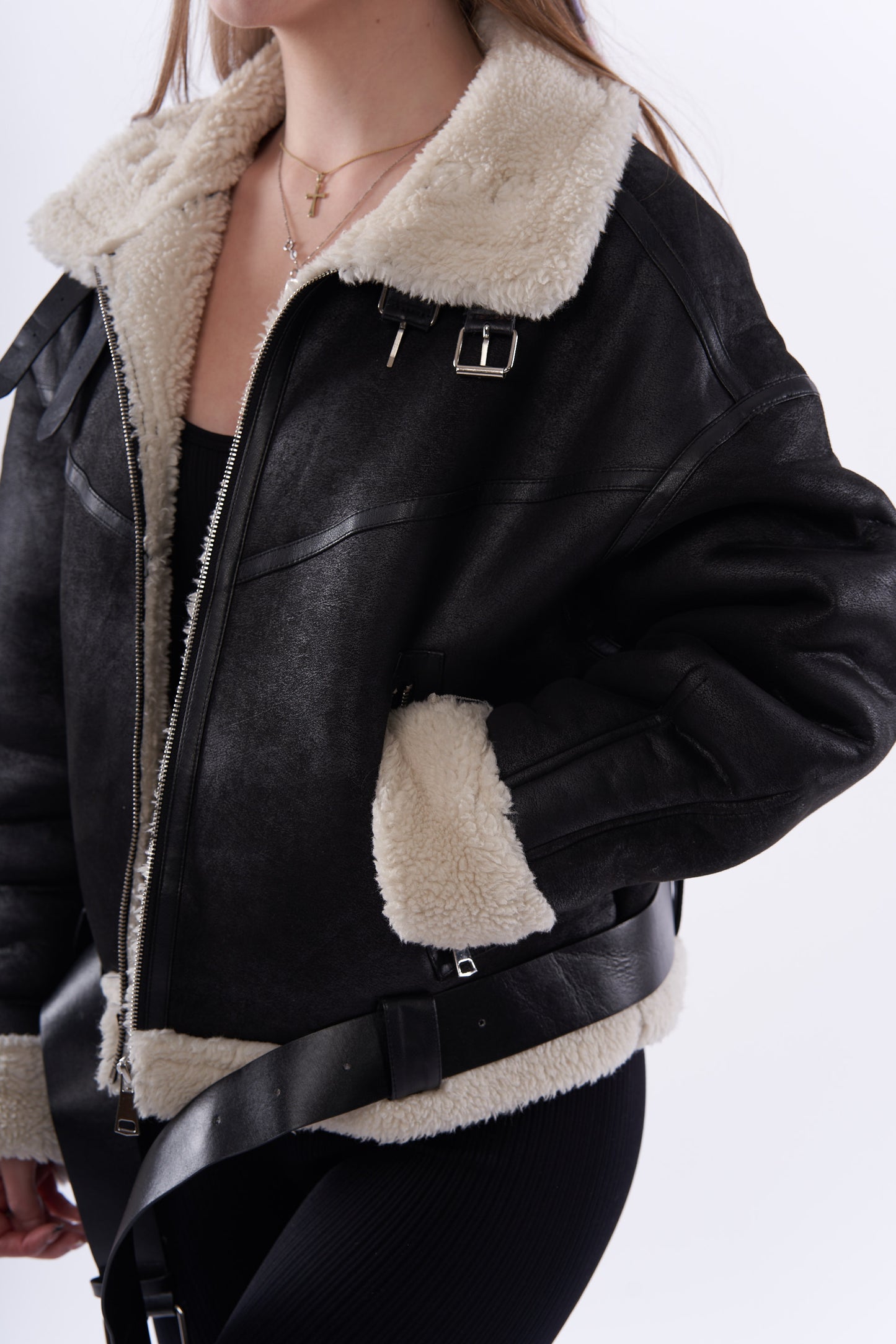 Fleeced Ava aviator jacket