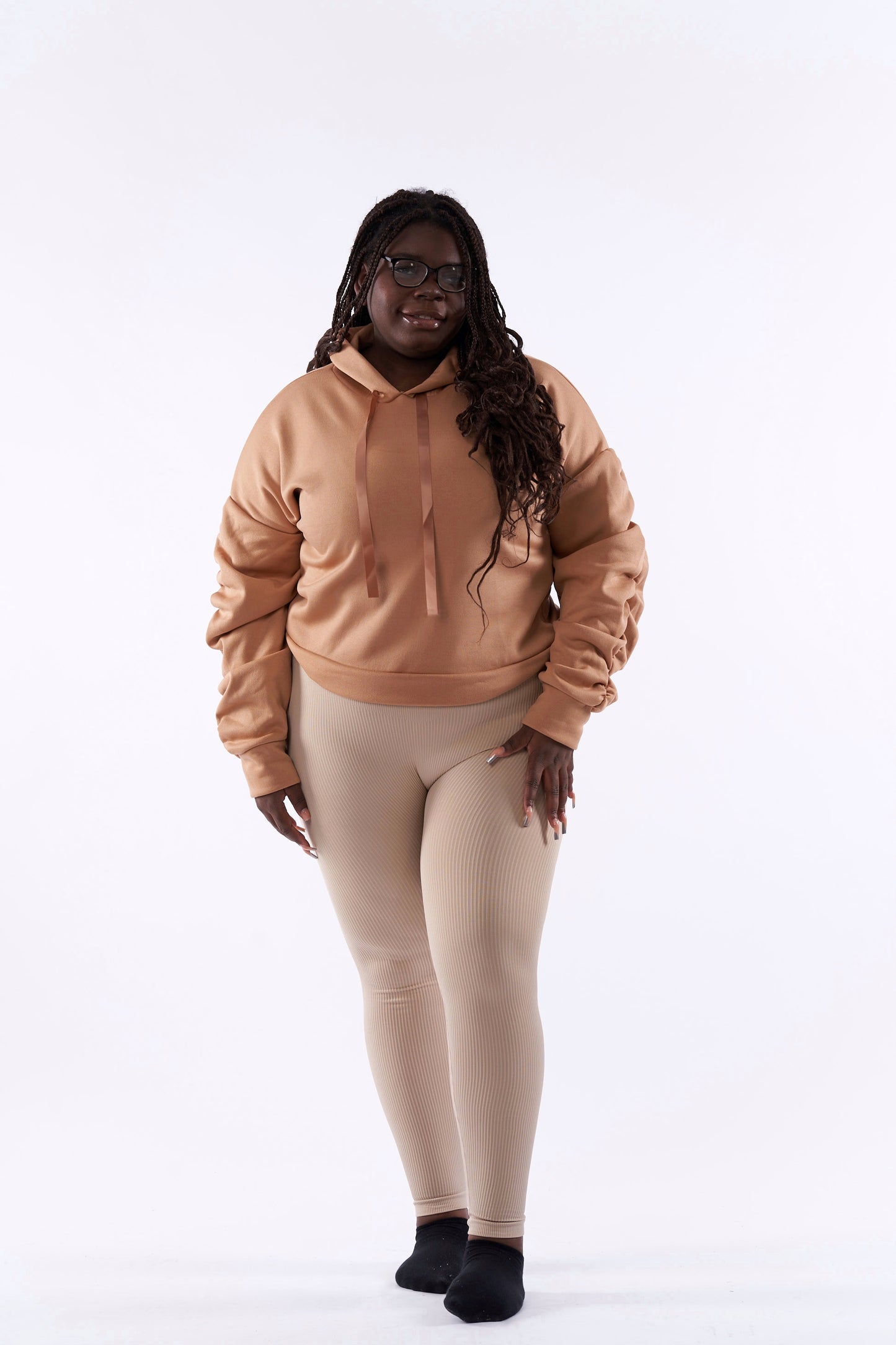 Plus size Ruby ruched ribbon drawstring hoodies