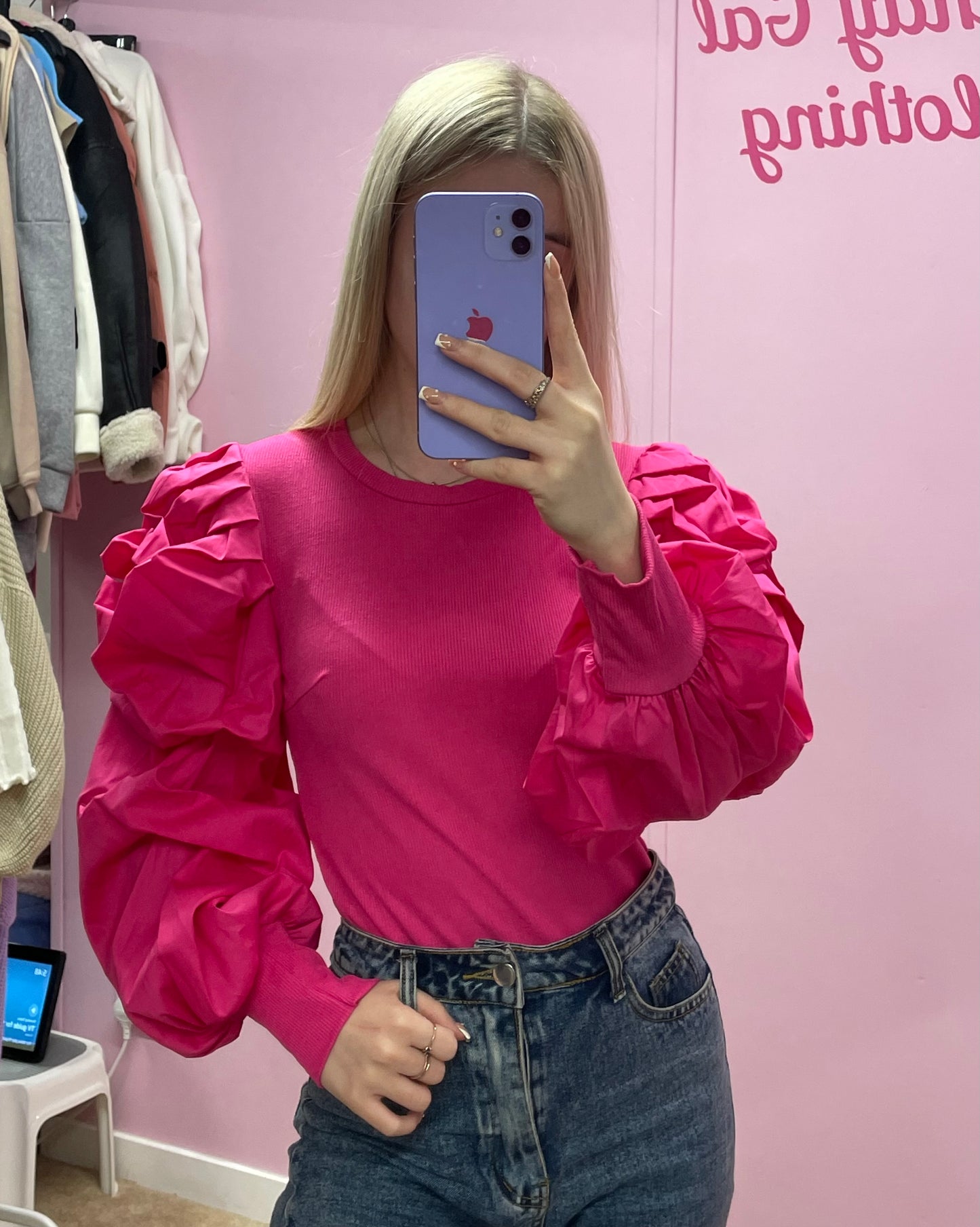 Ribbed puff long sleeved top