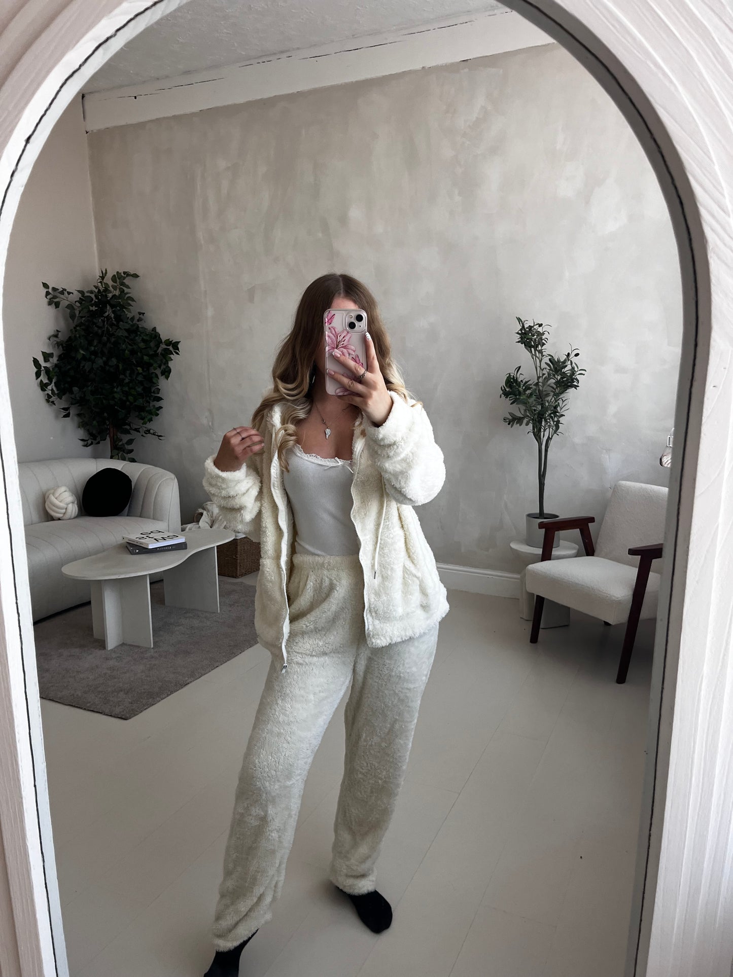 Fleece lined zip up hoodie & trouser loungewear set