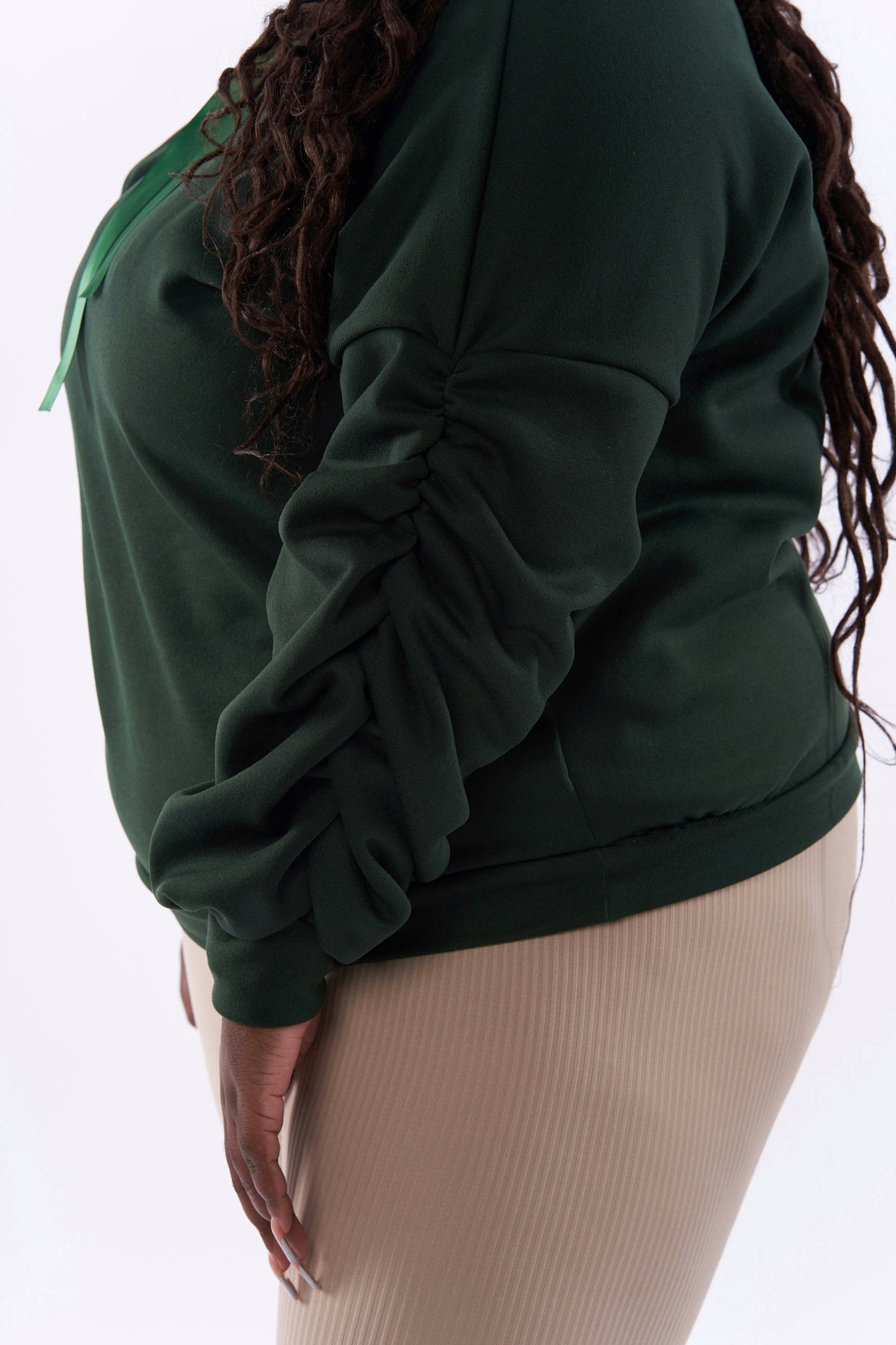 Plus size Ruby ruched ribbon drawstring hoodies
