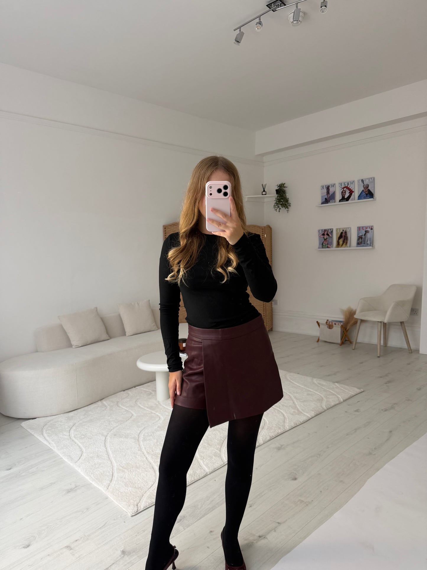 PU leather skort