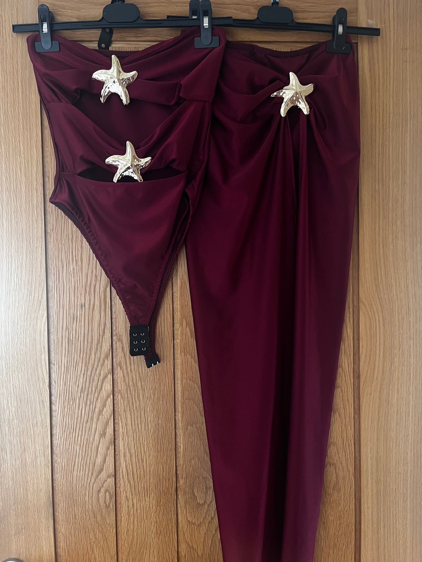 Slinky starfish cut out bandeau bodysuit and starfish split skirt set