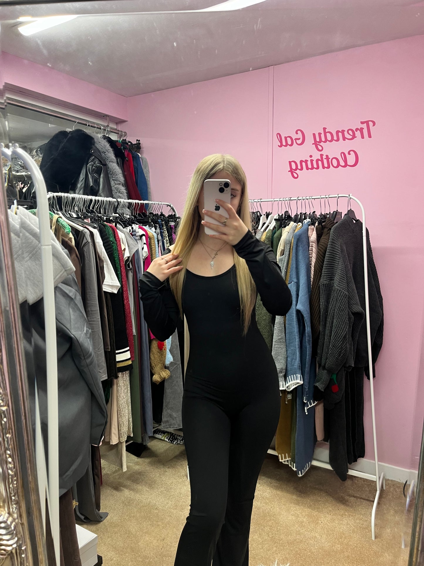 Long sleeved flared sculpting scrunch bum jumpsuit