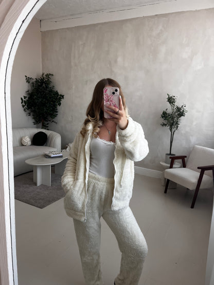 Fleece lined zip up hoodie & trouser loungewear set