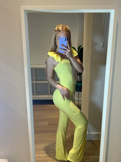 Slinky frilled sleeveless top and flares set
