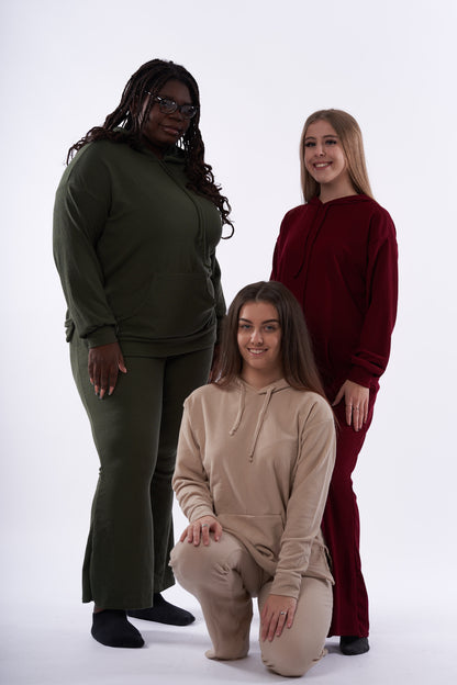 Flared trousers and hooded top set