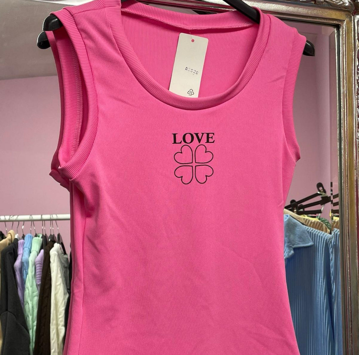 ‘LOVE’ ribbed vest tops