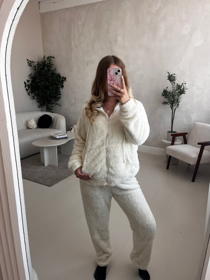 Fleece lined zip up hoodie & trouser loungewear set