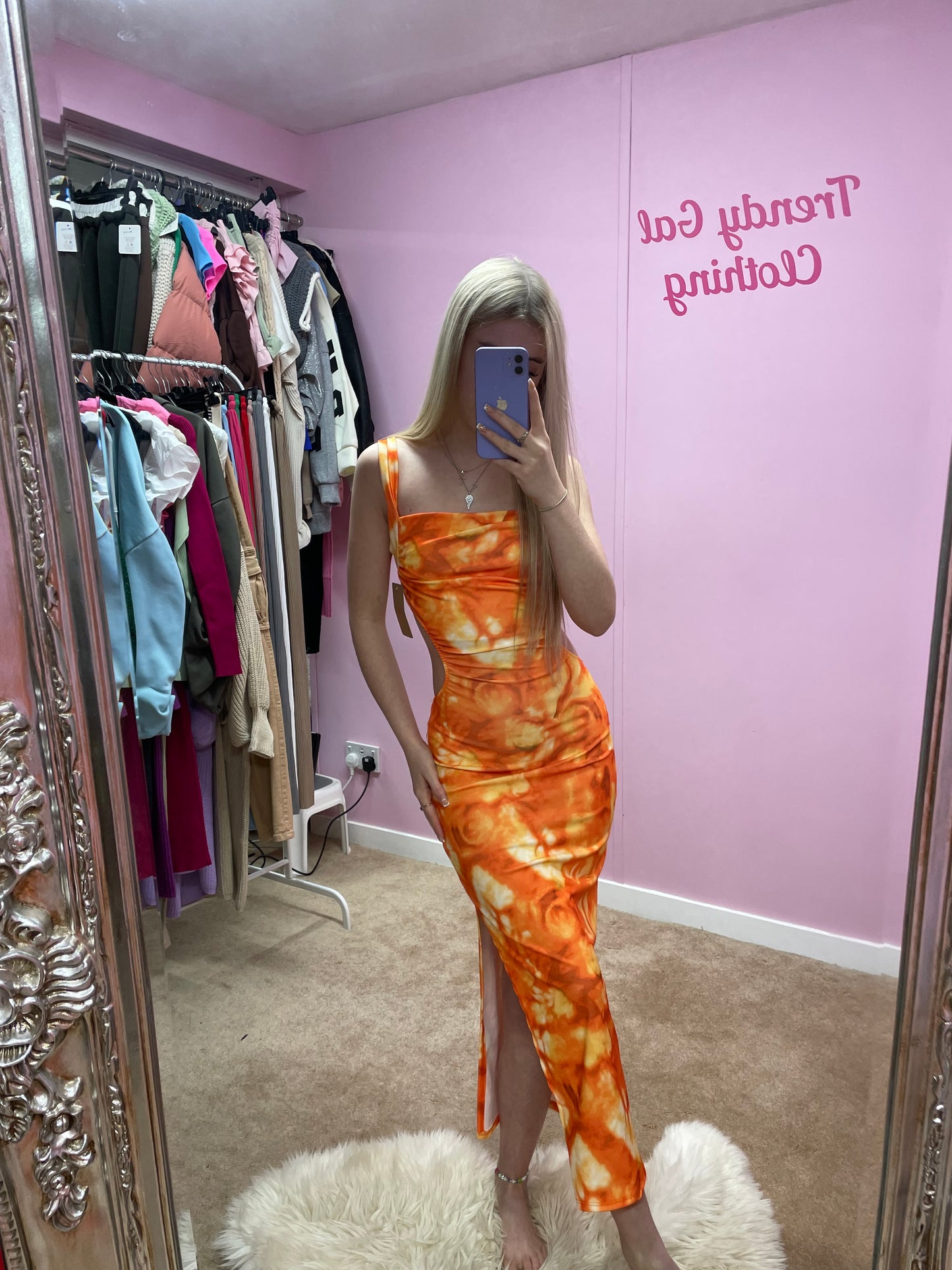 Colourful criss cross back maxi dress with slit