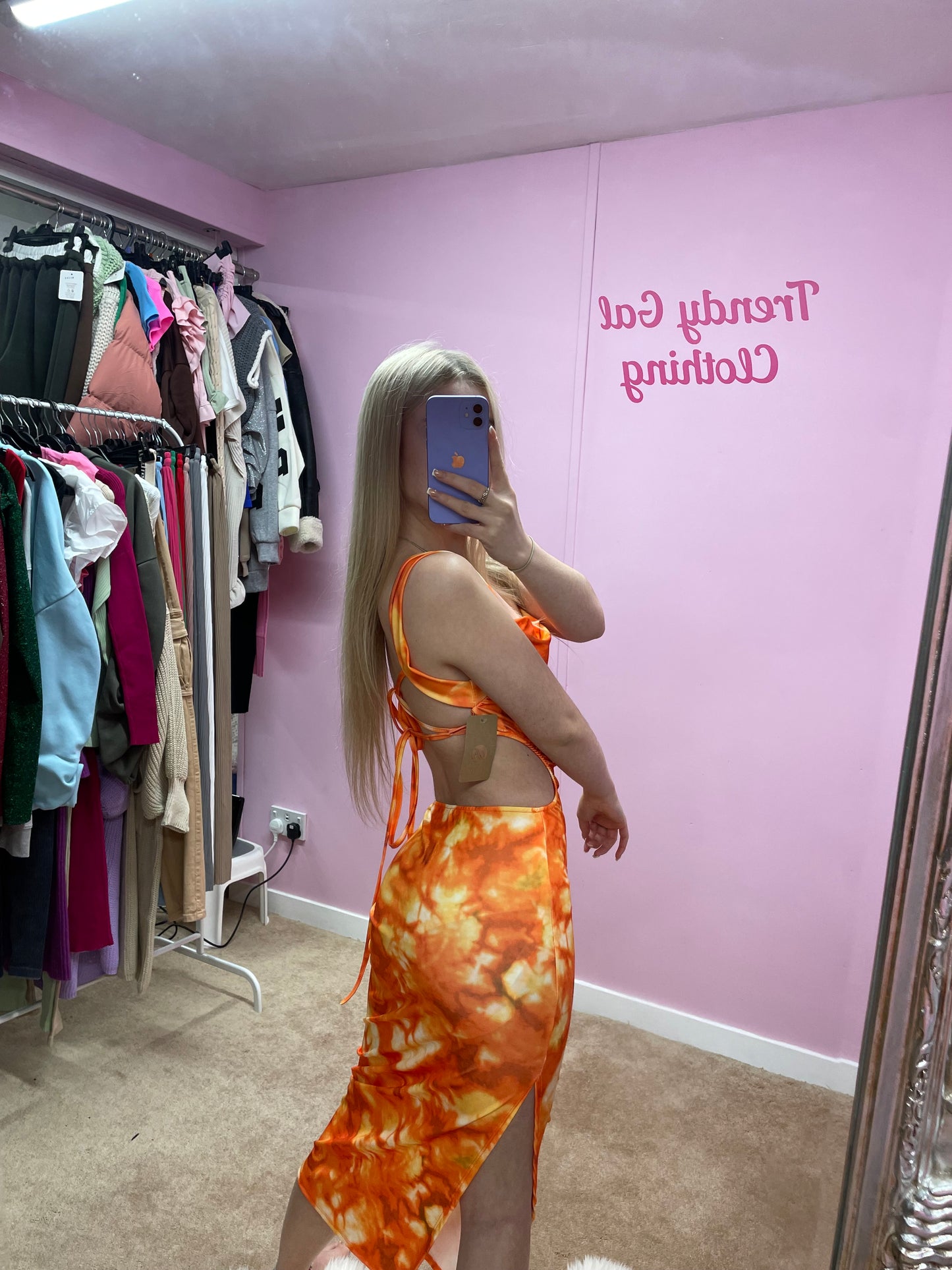 Colourful criss cross back maxi dress with slit