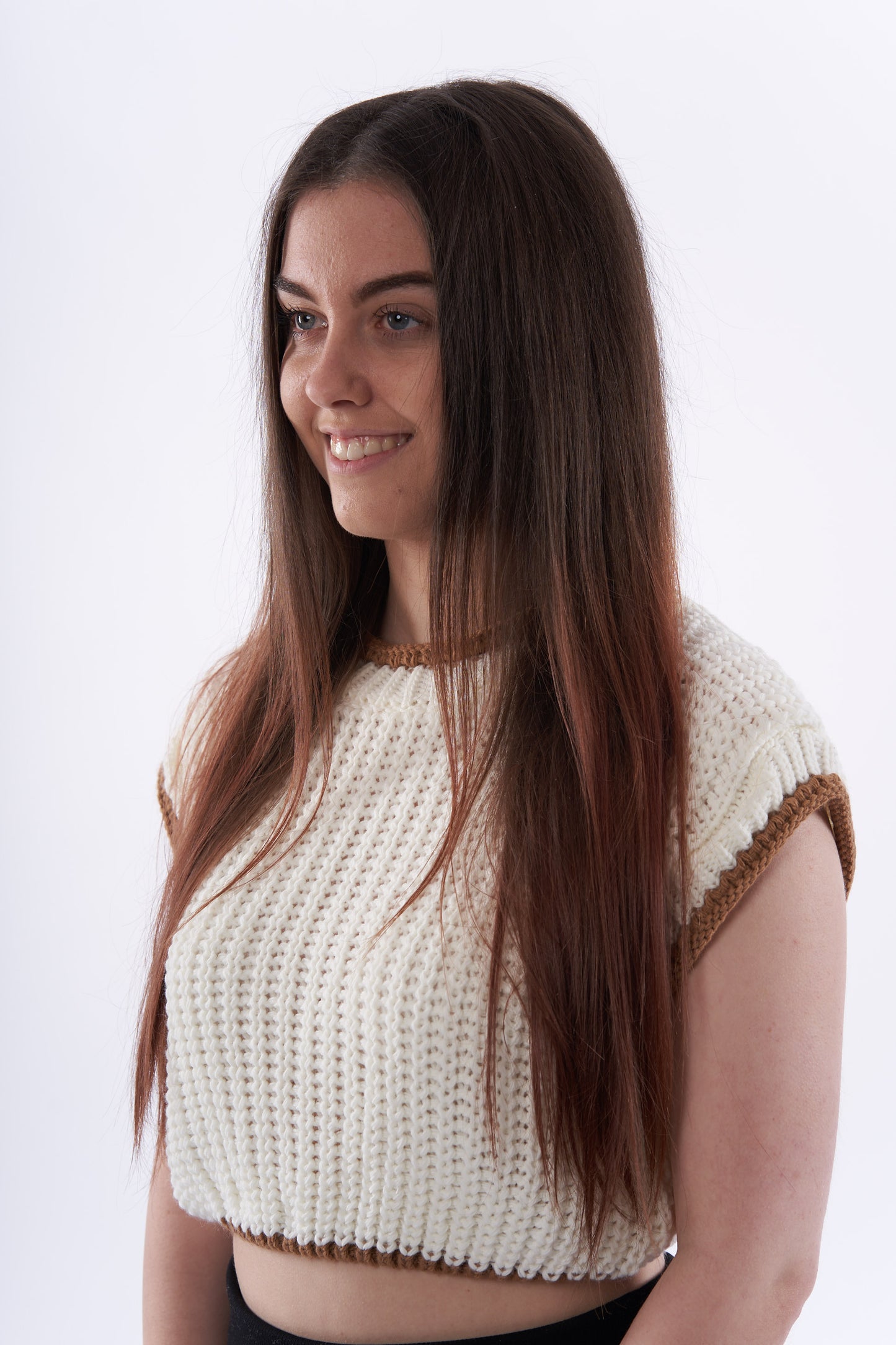 Cropped Caitlin knitted short sleeve top