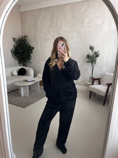 Fleece lined zip up hoodie & trouser loungewear set
