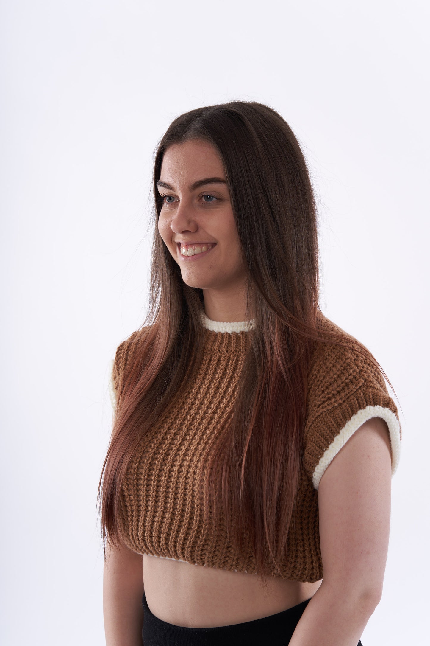 Cropped Caitlin knitted short sleeve top