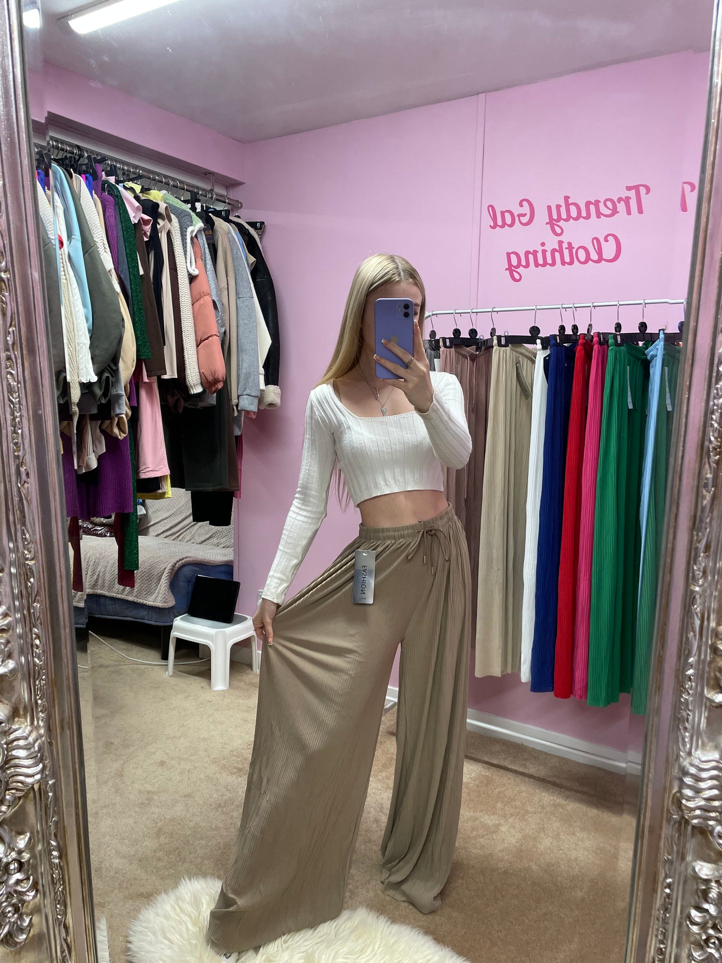 Wide leg cuttable elasticated trousers