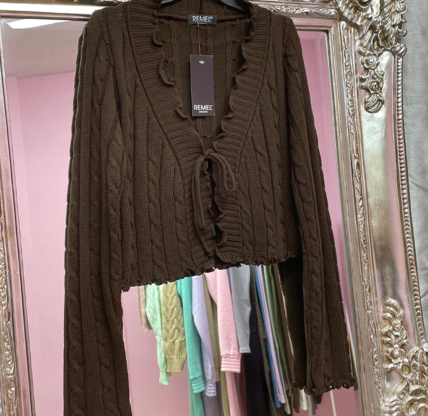 Camilla front tie cable knit cardigans