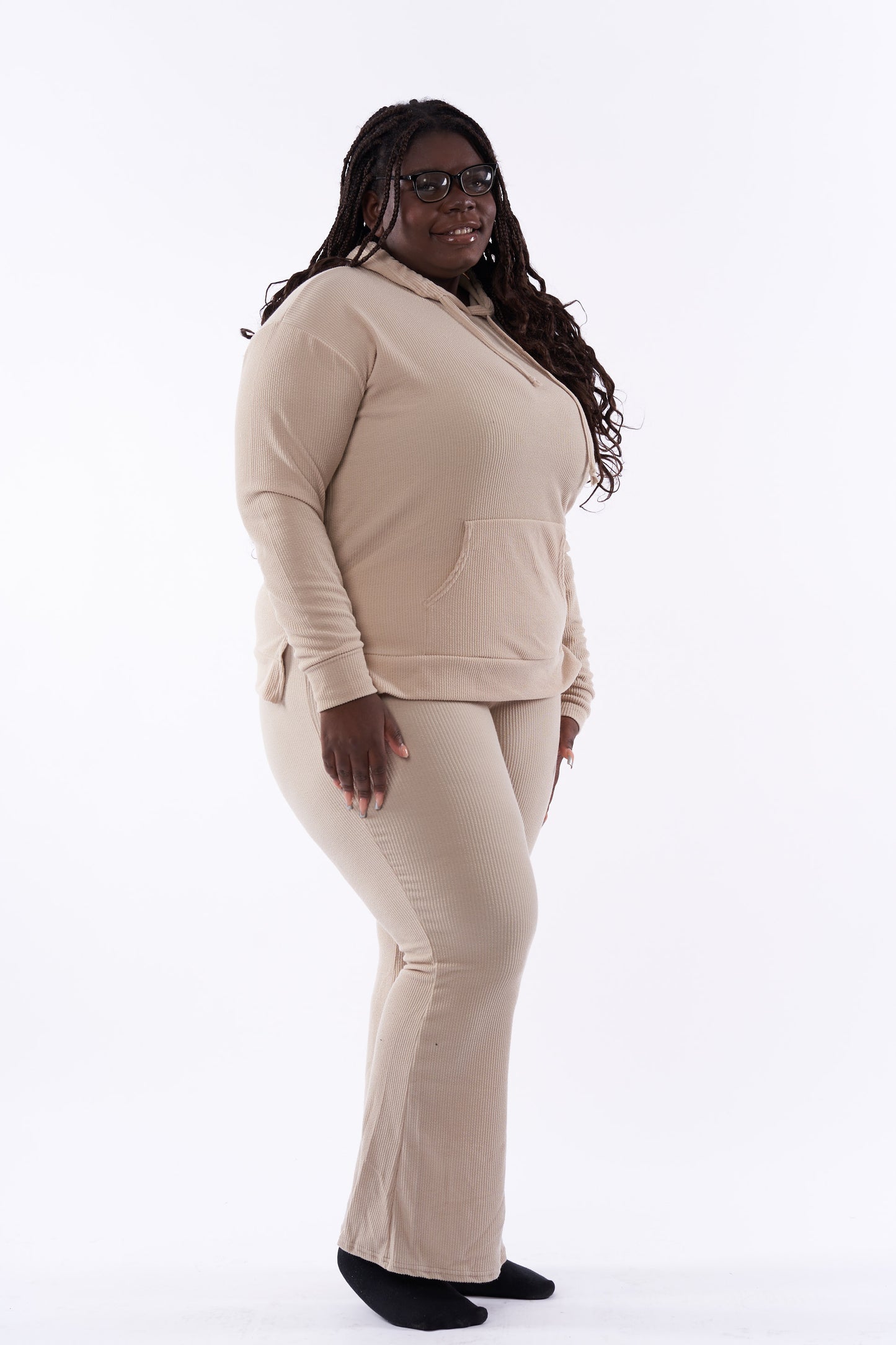 Flared trousers and hooded top set